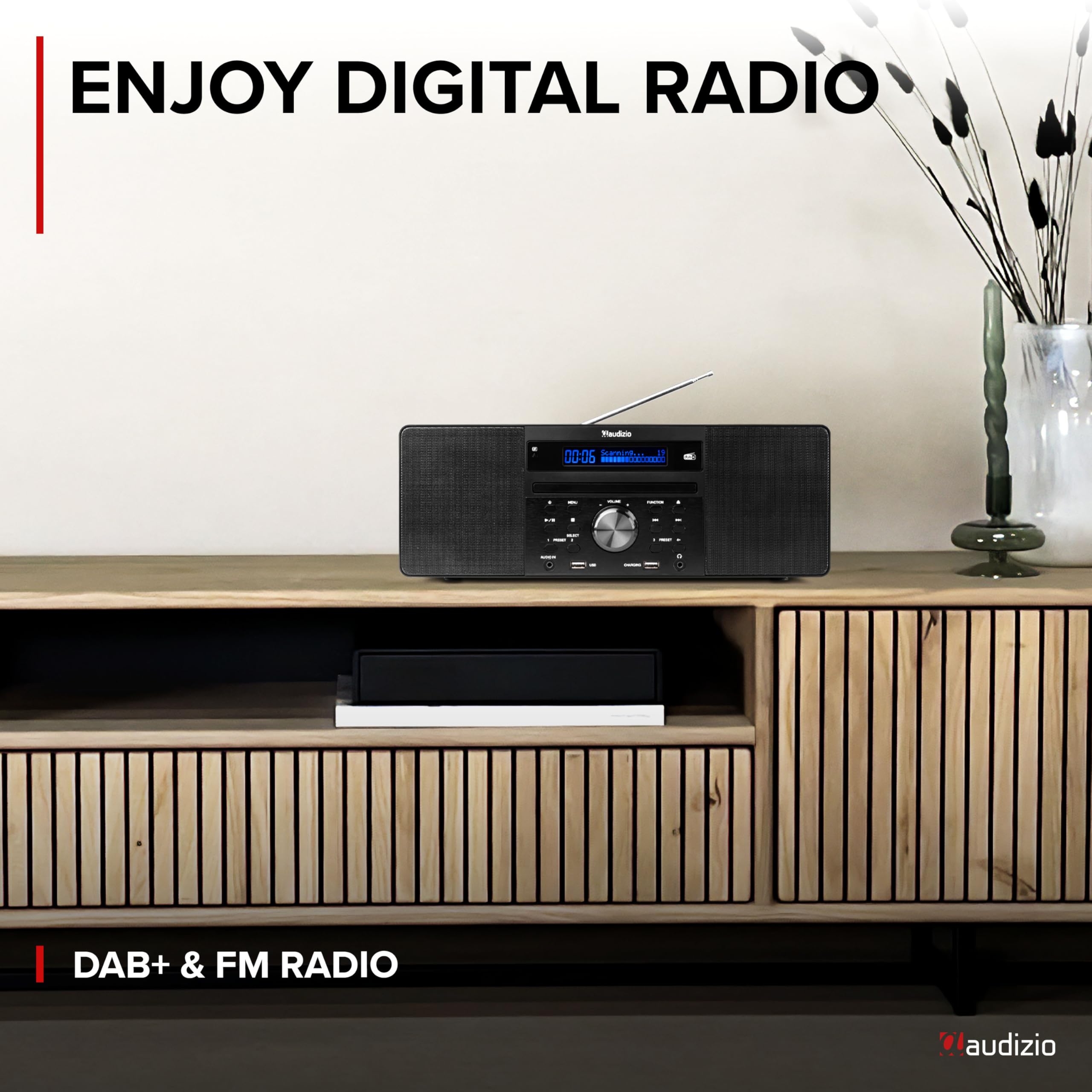 DAB radio met CD speler, Bluetooth, USB mp3 speler en radio - Stereo - Audizio Prato (102.217) (Black)
