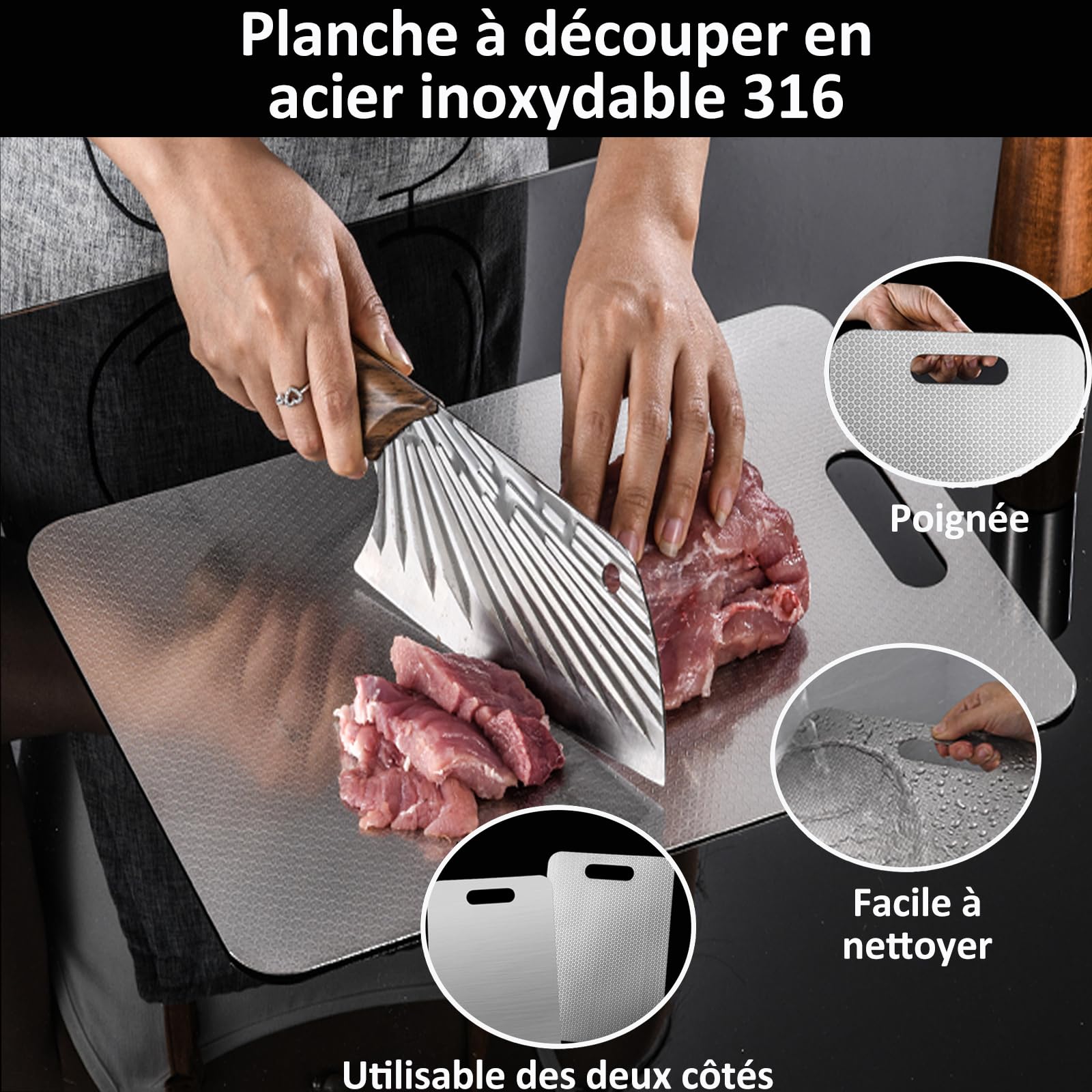 Planche à Découper en Titane, Nouvelle Version Résistante aux Rayures, Planche à Découper Double Face - Entièrement Sans BPA, Un Choix Hygiénique et Durable Pour une Cuisine Moderne, 34 * 24cm