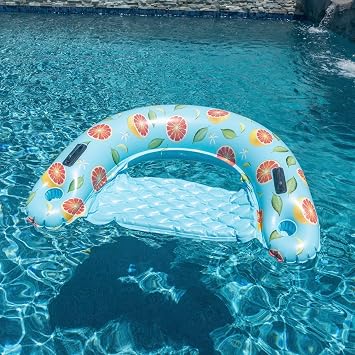 PoolCandy Grapefruit Print قابل للنفخ عوامات البلياردو ، كراسي التشمس ومسابح Sunning