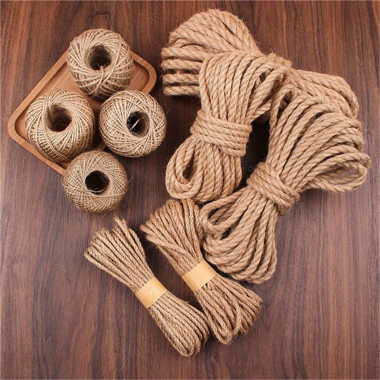 50m 1mm-10mm Juteseil Hanfseil Schnur Makramee Schnüre for Handwerk DIY Heimdekoration Für Camping Garten