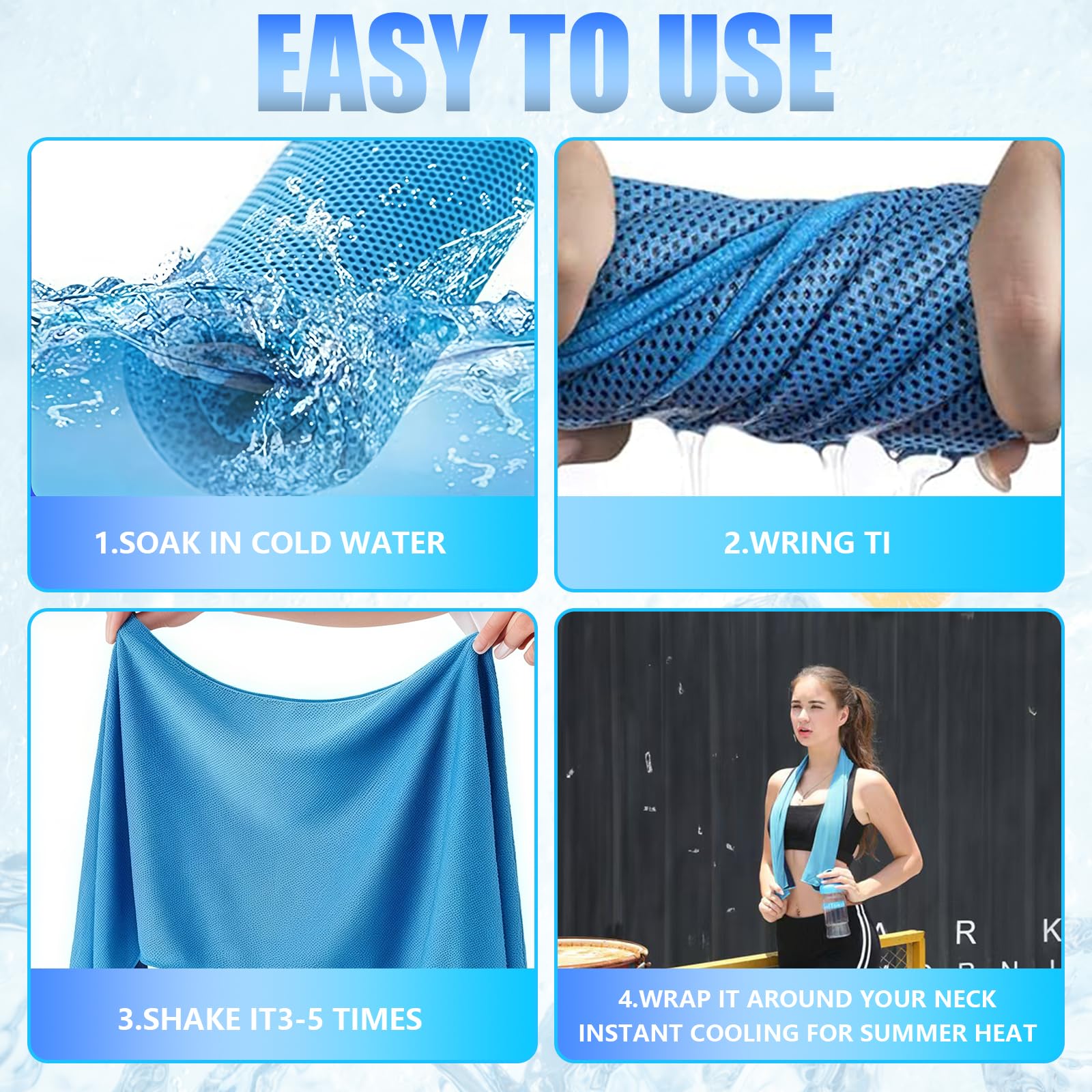 Asciugamano da ghiaccio 30 x 100cm, asciugamano golf, cooling towel, Asciugamano Raffreddamento per Yoga Palestra