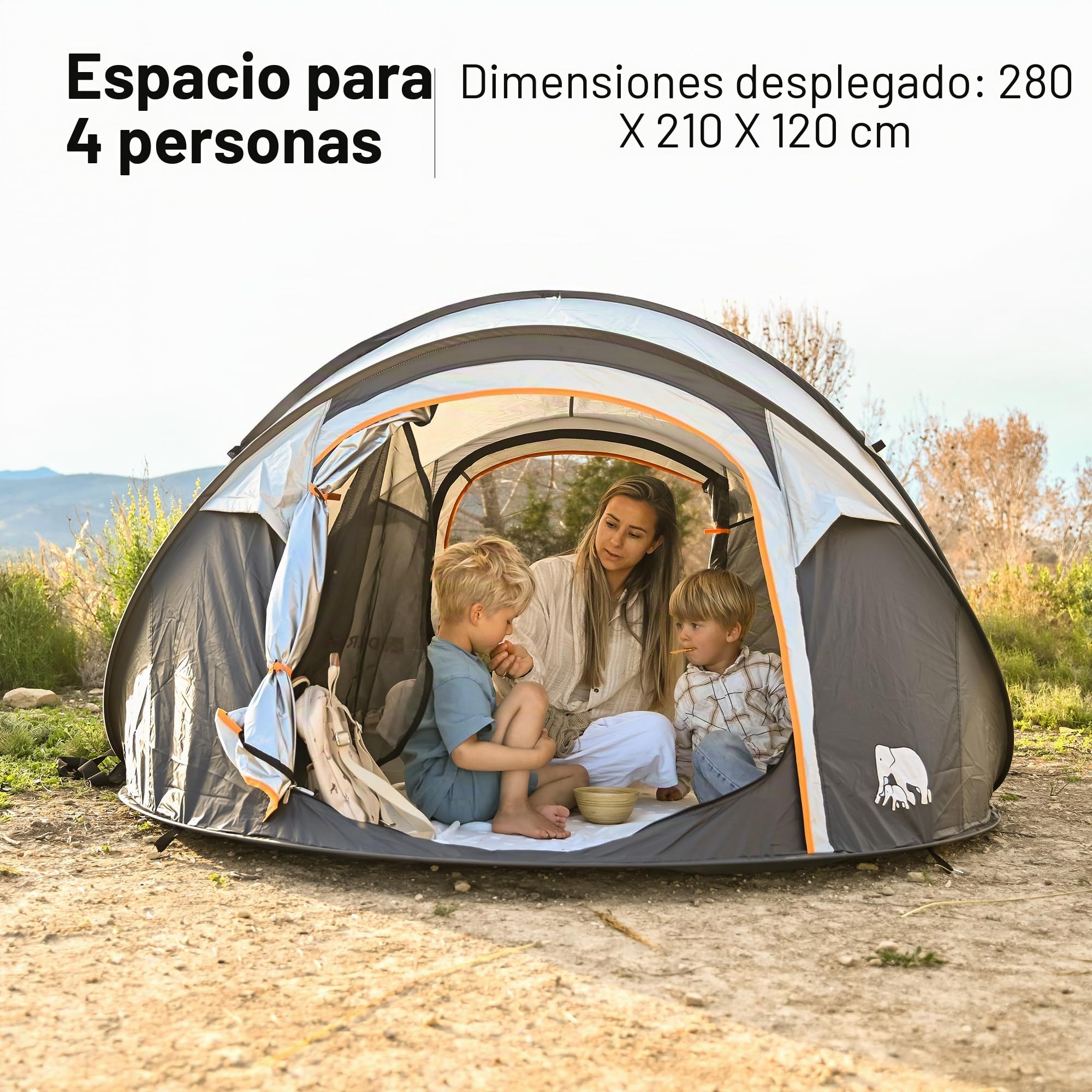 DERYAN Tienda de campaña desplegable para 4 Personas