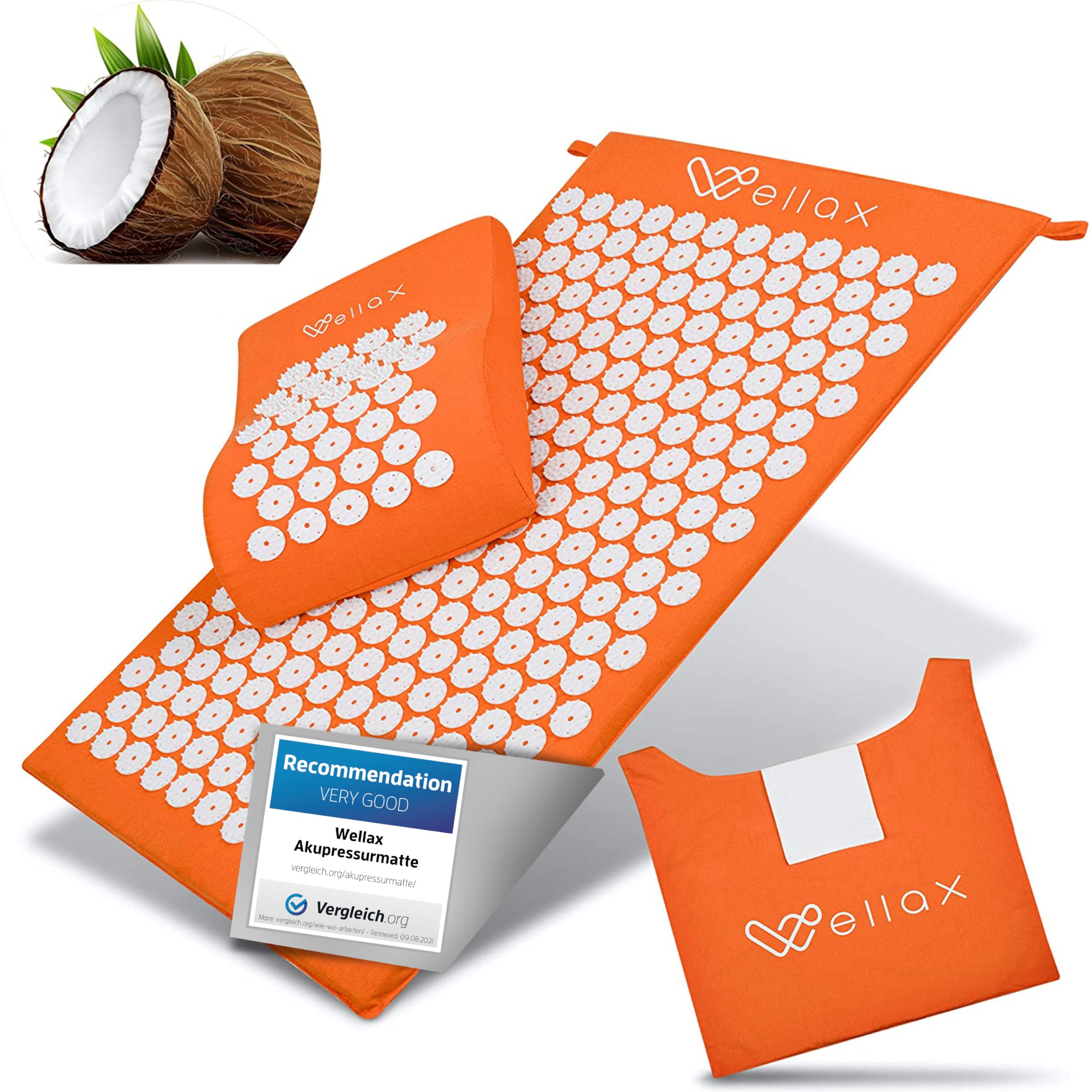 Tappetino per agopressione Wellax con cuscino - allevia specificamente la tensione e favorisce la circolazione - tappetino da massaggio in set con cuscino