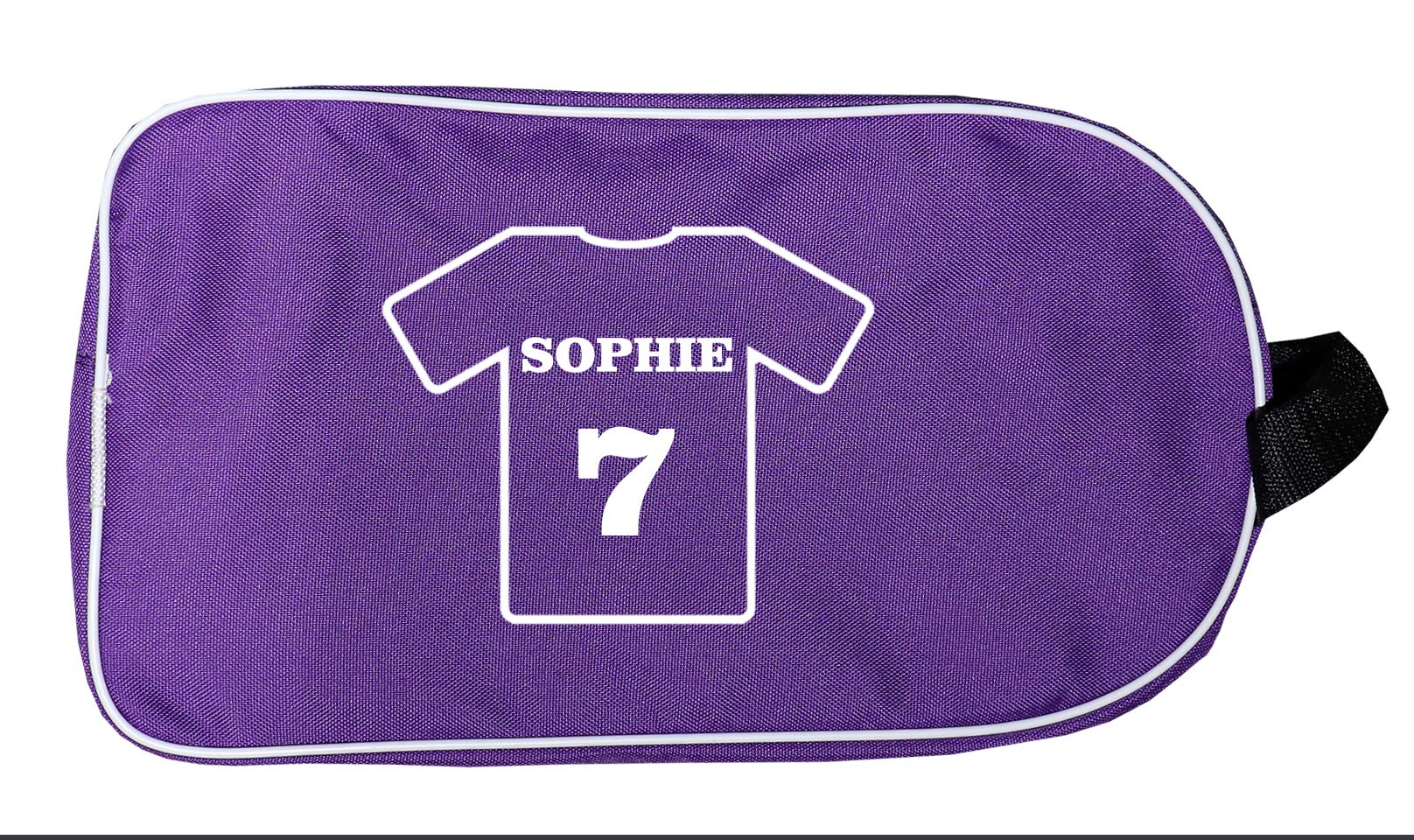 Personalized SPORT Football Boot Bag,Shoes bag, School, Sports, PE (Purple_Name_Number_Shirt)