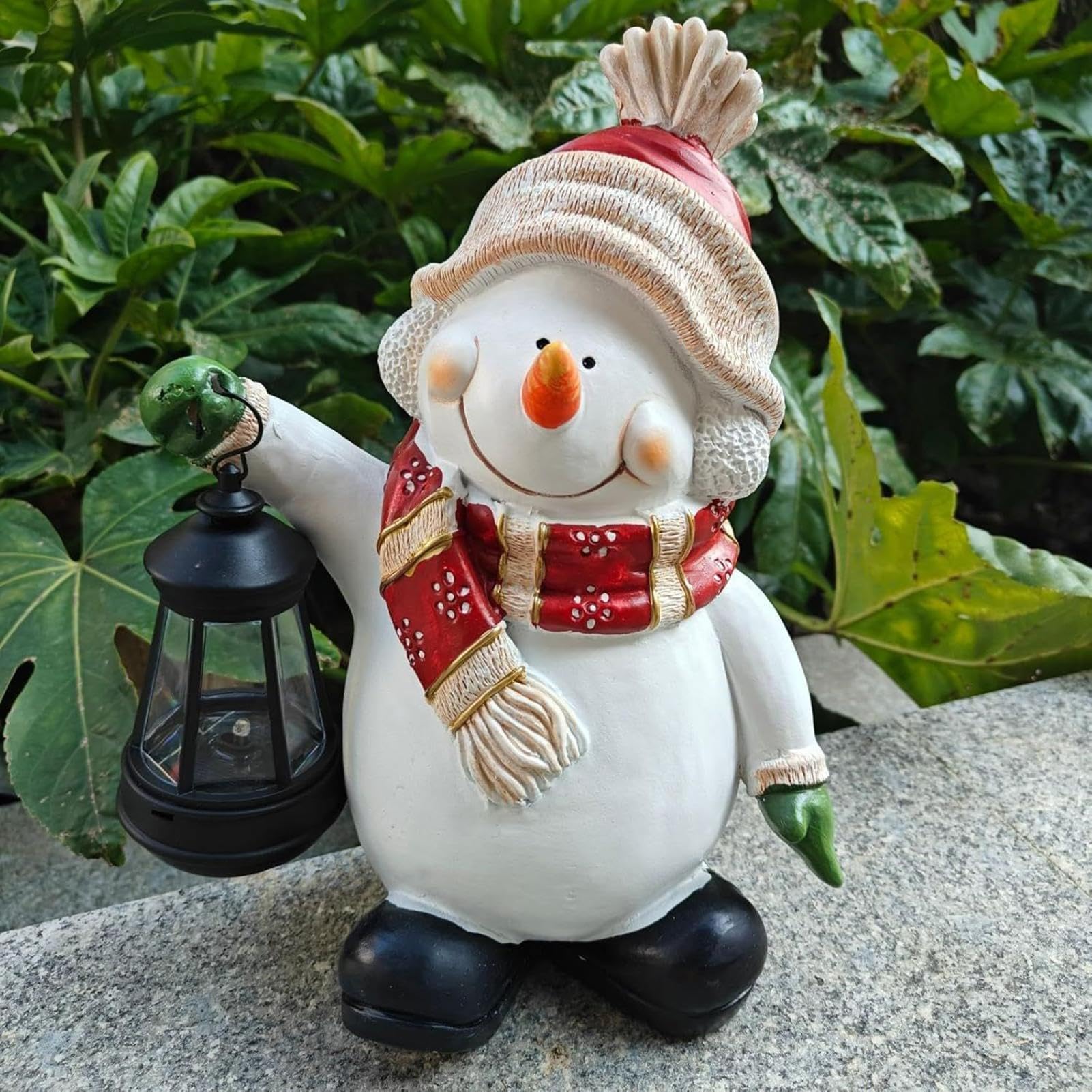 Generico Decorazione Natalizia A Tema Pupazzo Di Neve Luce Solare In Resina