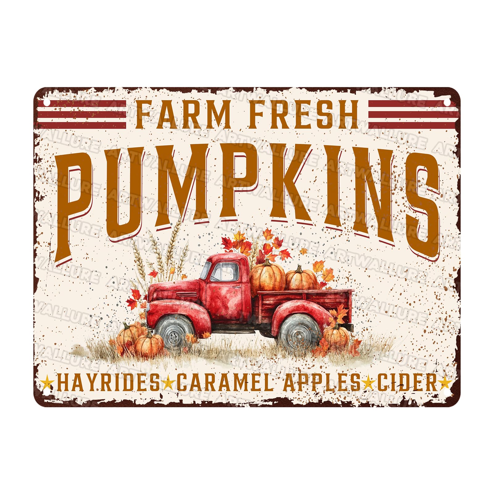 Farm Fresh Pumpkins Vintage Metal Tin Sign Rustic Wall Decor Autumn Hayrides Caramel Apples Fall Thanksgiving Decor 12x16inch