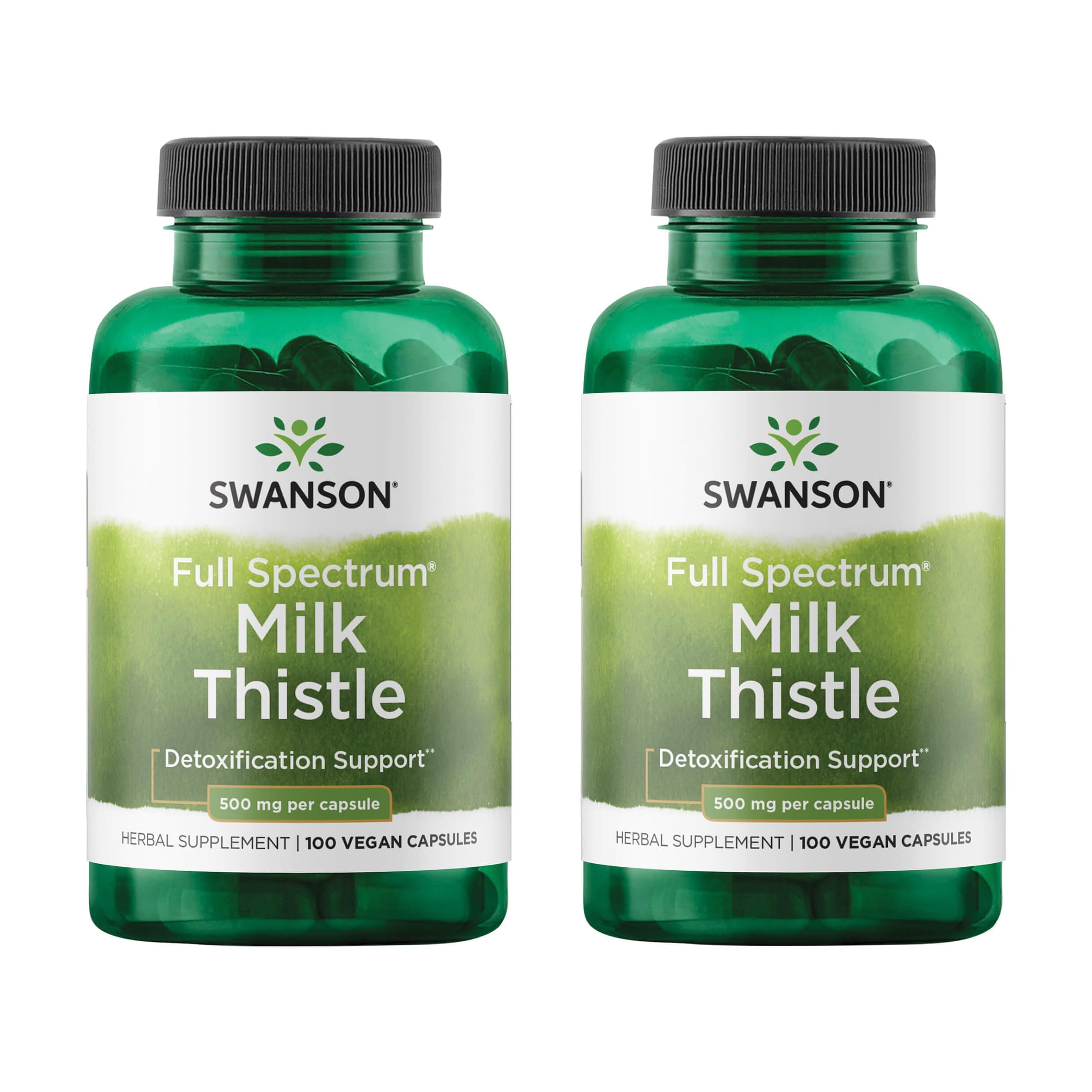 Swanson Full Spectrum Milk Thistle, 500 mg, 100 Vegan Capsules, 2 Pack 100 Count (Pack of 2)
