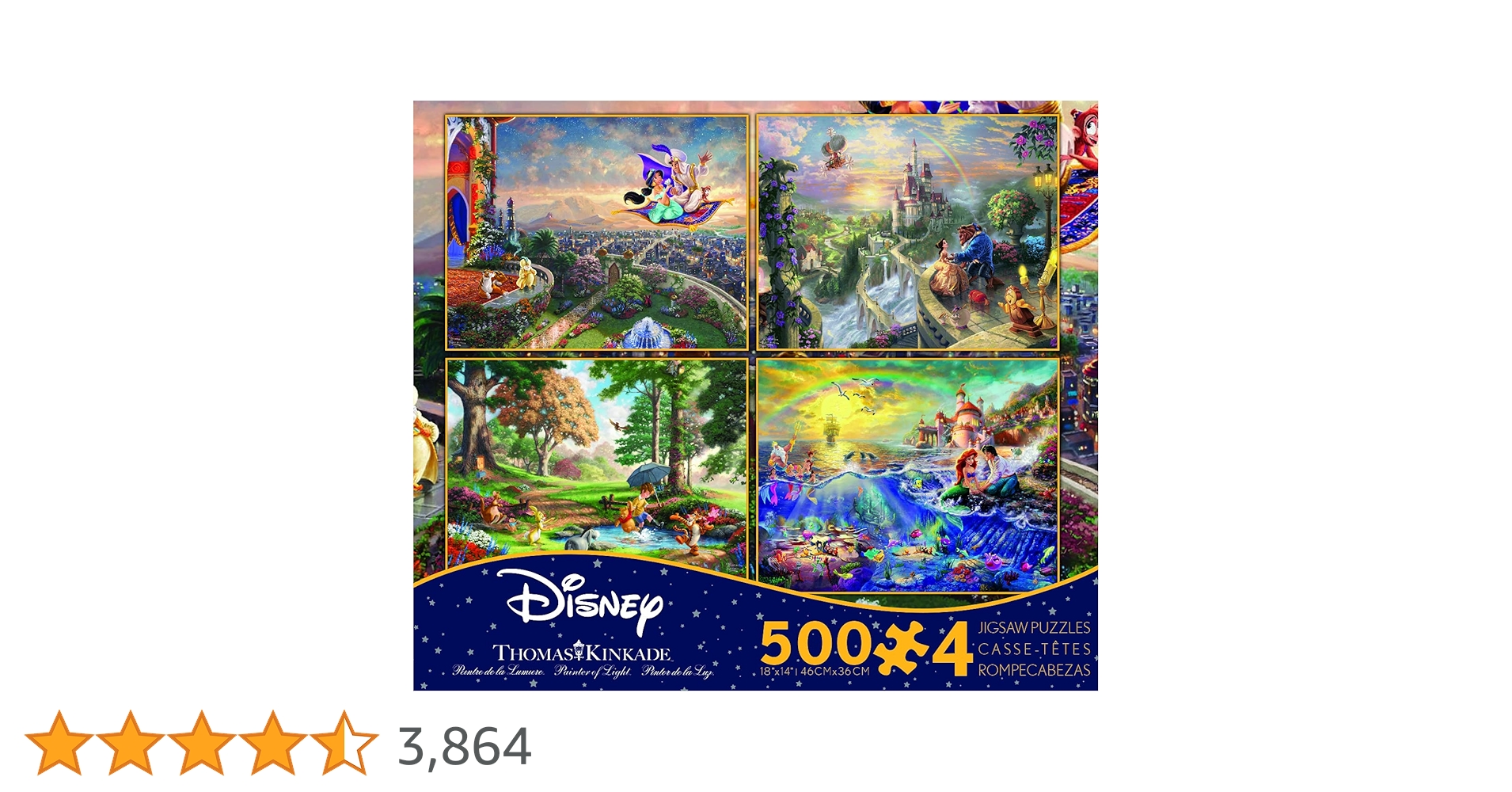 Ceaco Thomas Kinkade 4-in-1 Multi Pack Disney Puzzles (500