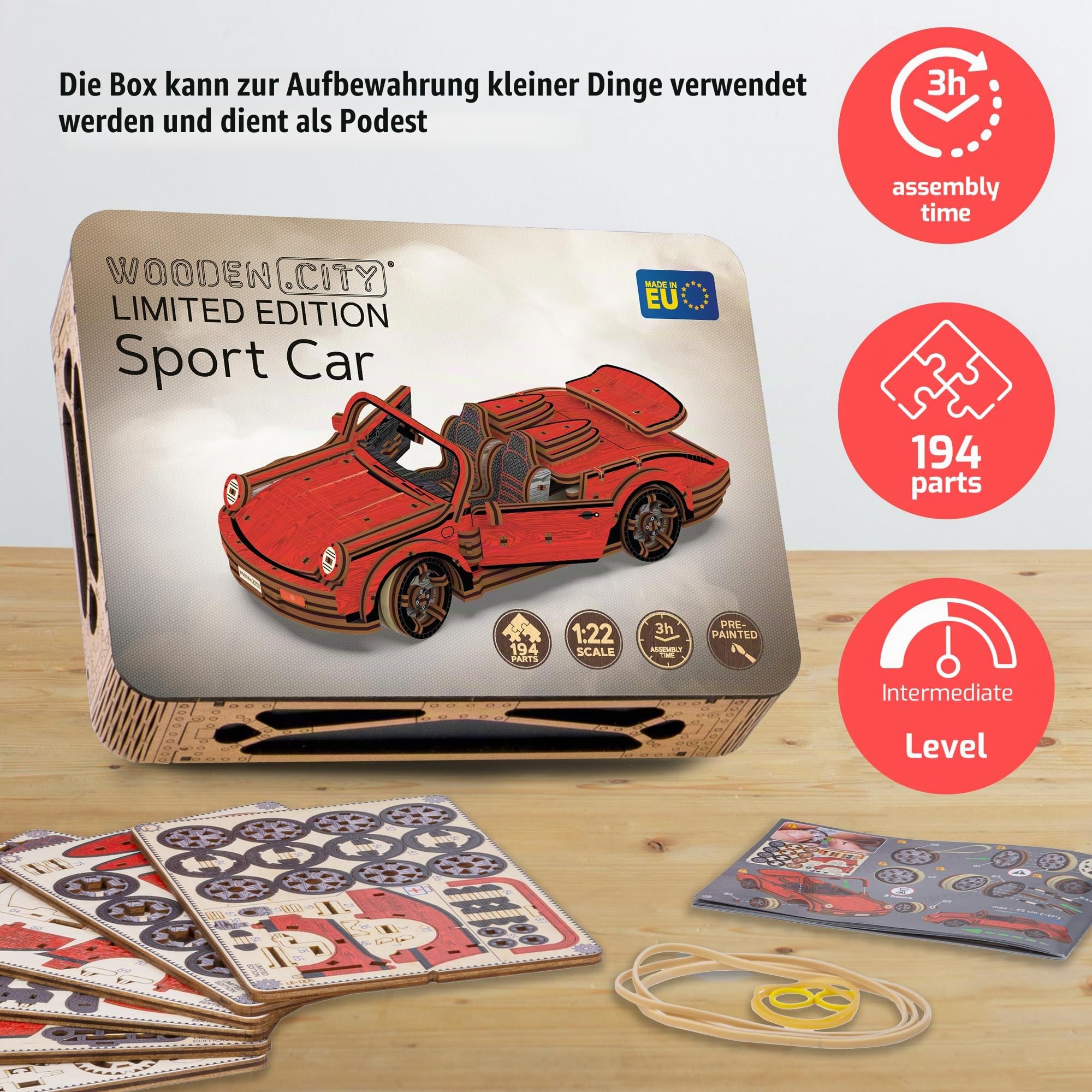 WOODEN.CITY Oldtimer Sportwagen Limited Edition – DIY 3D-Holzmodellbausätze Für Erwachsene Zum Bauen Von Autos, Deko