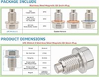 Vista 2 de 1 unidad M14x1.5mm Tapón magnético para drenaje de aceite de acero inoxidable para Honda Accord Civic CR-V Odyssey, Acura Ford GM Mazda Hyundai KIA