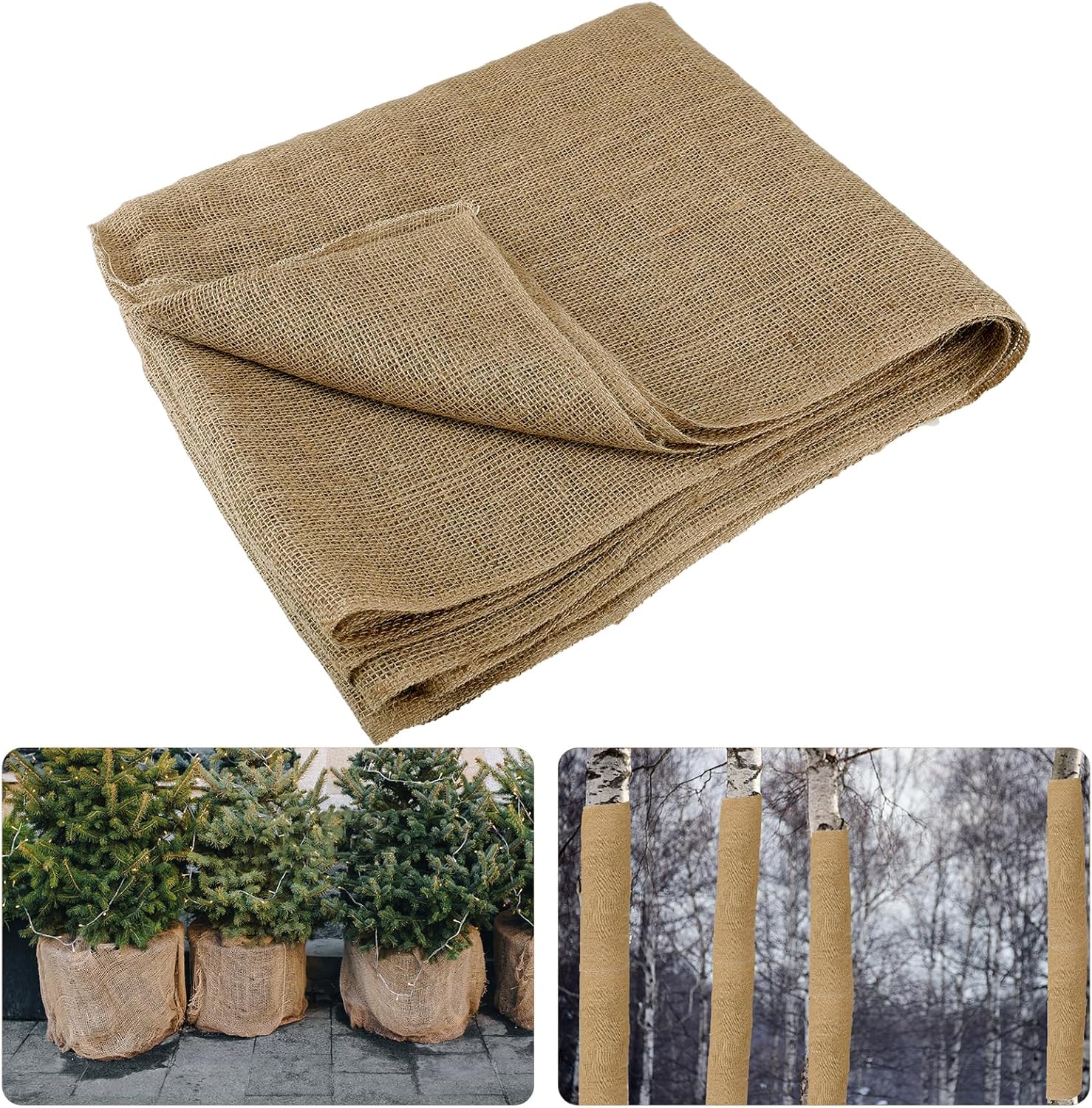 ANPHSIN 30ftx40in Natrual Burlap Plant Covers Freeze Protection, Winter Frost Plant