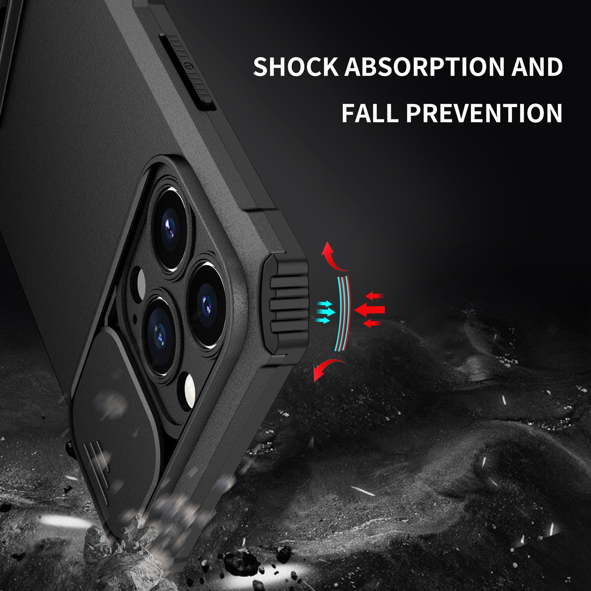 PANXIYUE Cover per iPhone 12 Pro Max 6.7 pollici,Antiurto Protezione con supporto, antigraffio rigida armatura e antiurto Silicone Bumper, Protezione Fotocamera Anti Graffio, Nero