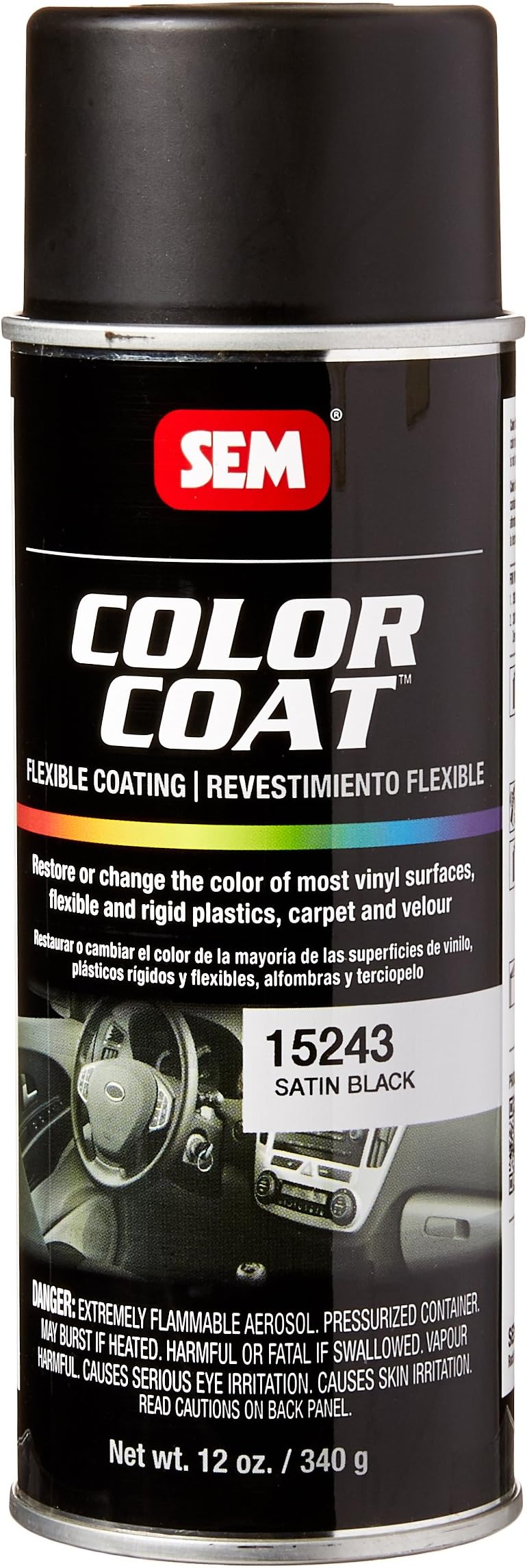 SEM Products 15243 Satin Black Color Coat - 12 oz.