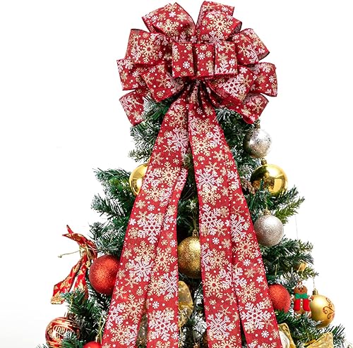 Miniatura 1 de Decoración para árbol de Navidad, decoración con lazo para árbol de Navidad, 41 x 13 pulgadas, decoración grande con lazo, decoración hecha a mano