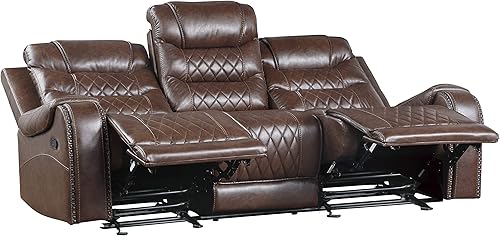 Miniatura 4 de Lexicon Noura - Juego de sofá reclinable eléctrico de 3 piezas color marrón