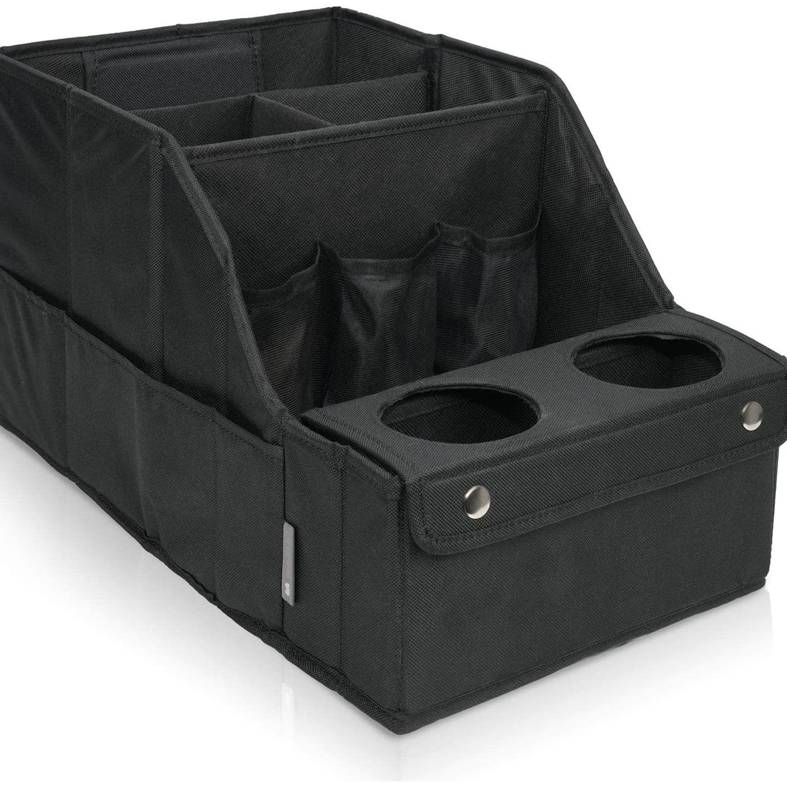 Organizzatori per auto da viaggio su strada con doppia fessura per bevande 4 sezioni di archiviazione per accessori da viaggio per la famiglia supporto di stoccaggio posteriore del sedile organizer