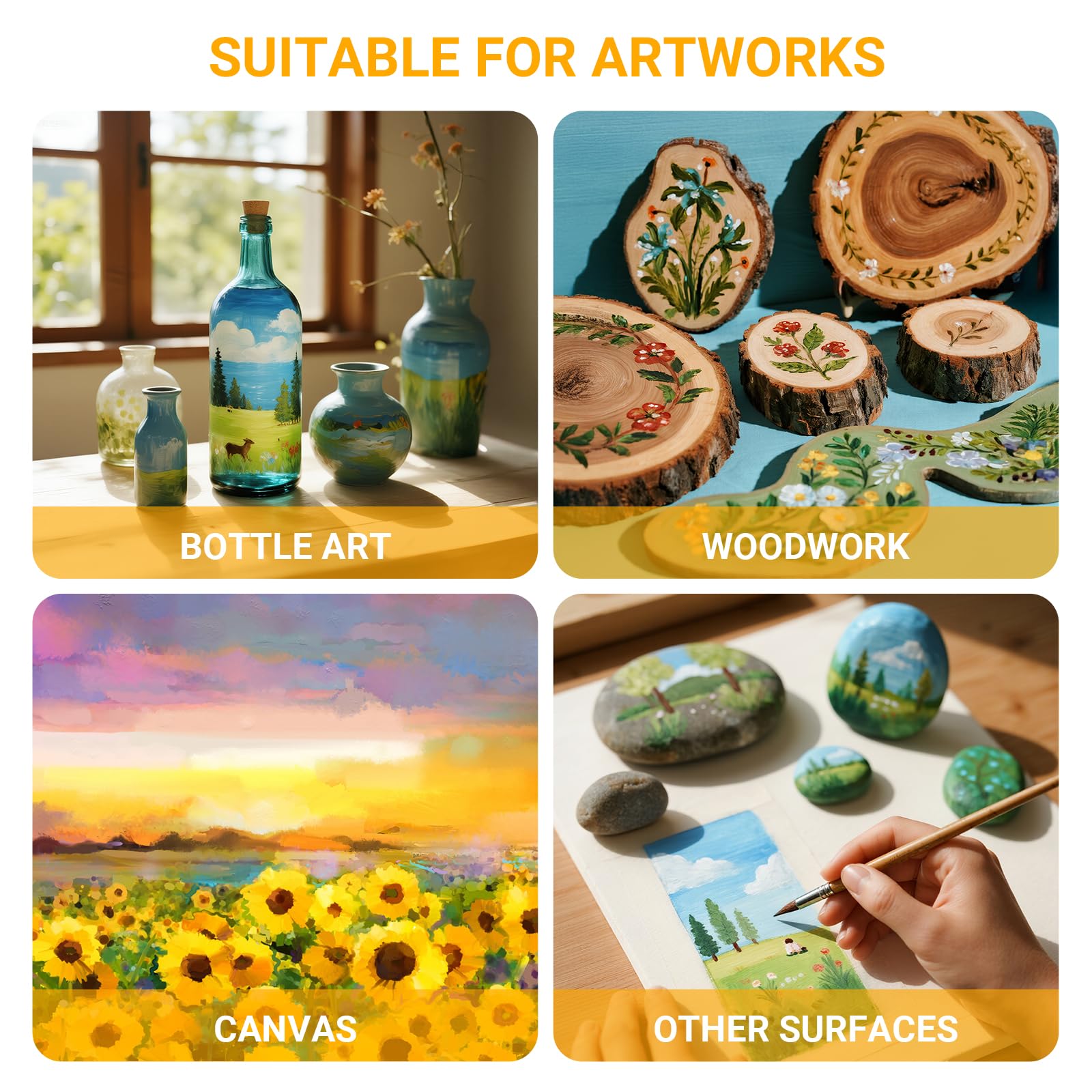 SEVENWELL Gloss Varnish for Acrylic Painting, Paint by Numbers Sealer, Acrylic Clear Coat, High Finish Non-Yellowing Anti-Crazing for Air Dry Clay Glaze