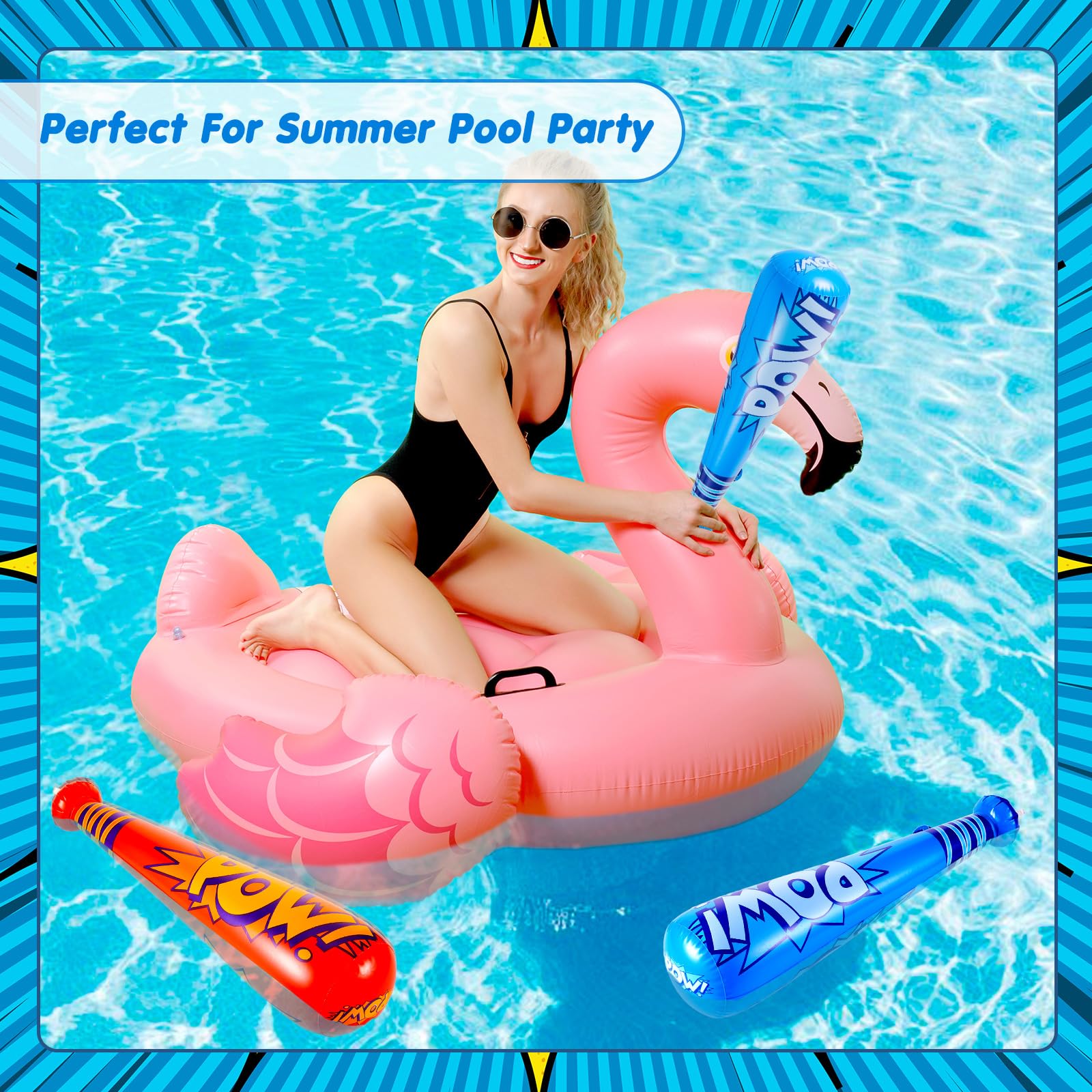 12-Pack Inflatable Baseball Bats – 20 Inch Oversized POW Toy Bats For Carnival Prizes & Party Favors