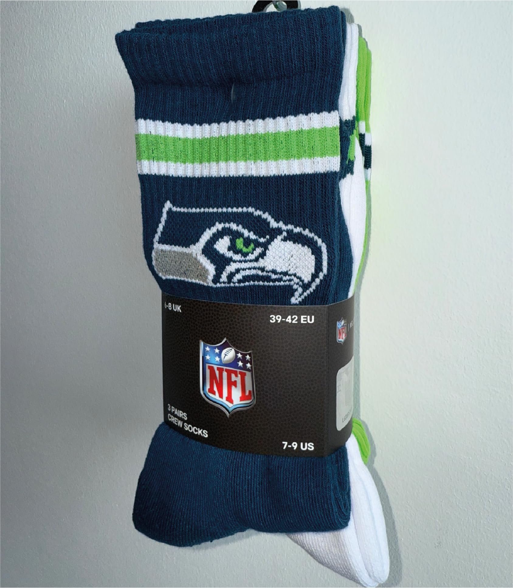 NFL Seattle Seahawks 3-teilige Rundhalssocken NNY/WHT/GRN 43/46