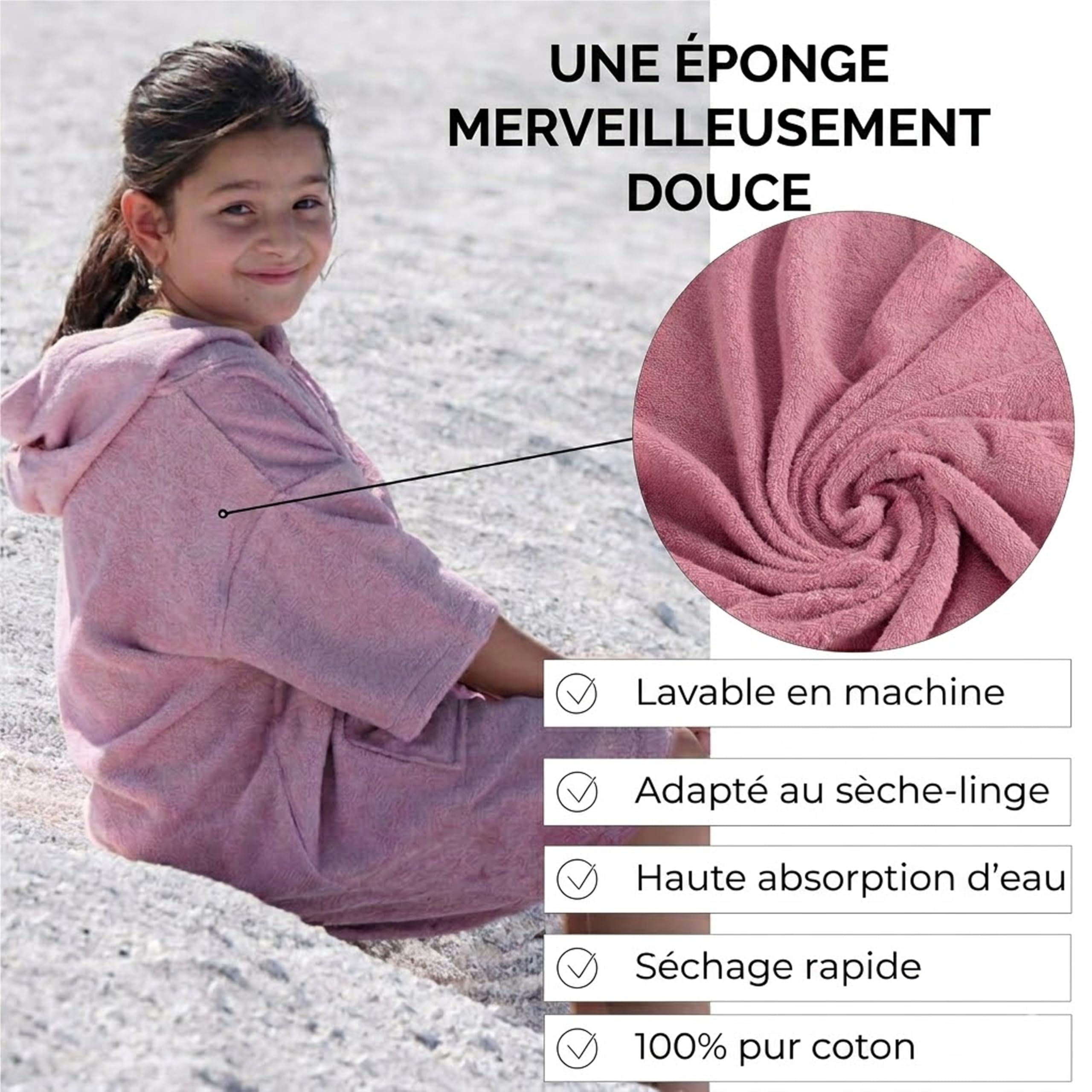 Poncho de bain en tissu éponge Pou enfant | garçon et fille, 100% coton, Avec capuche, Poncho de surf