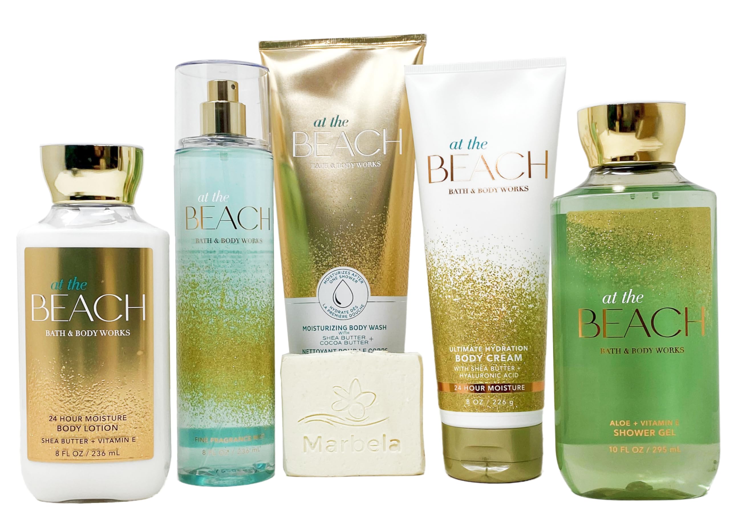 Bath & Body Works At the Beach - Deluxe Gift Set - Fine Fragrance Mist, Moisturizing Body Wash, Body Cream, Shower Gel and Body Lotion with a Natural
