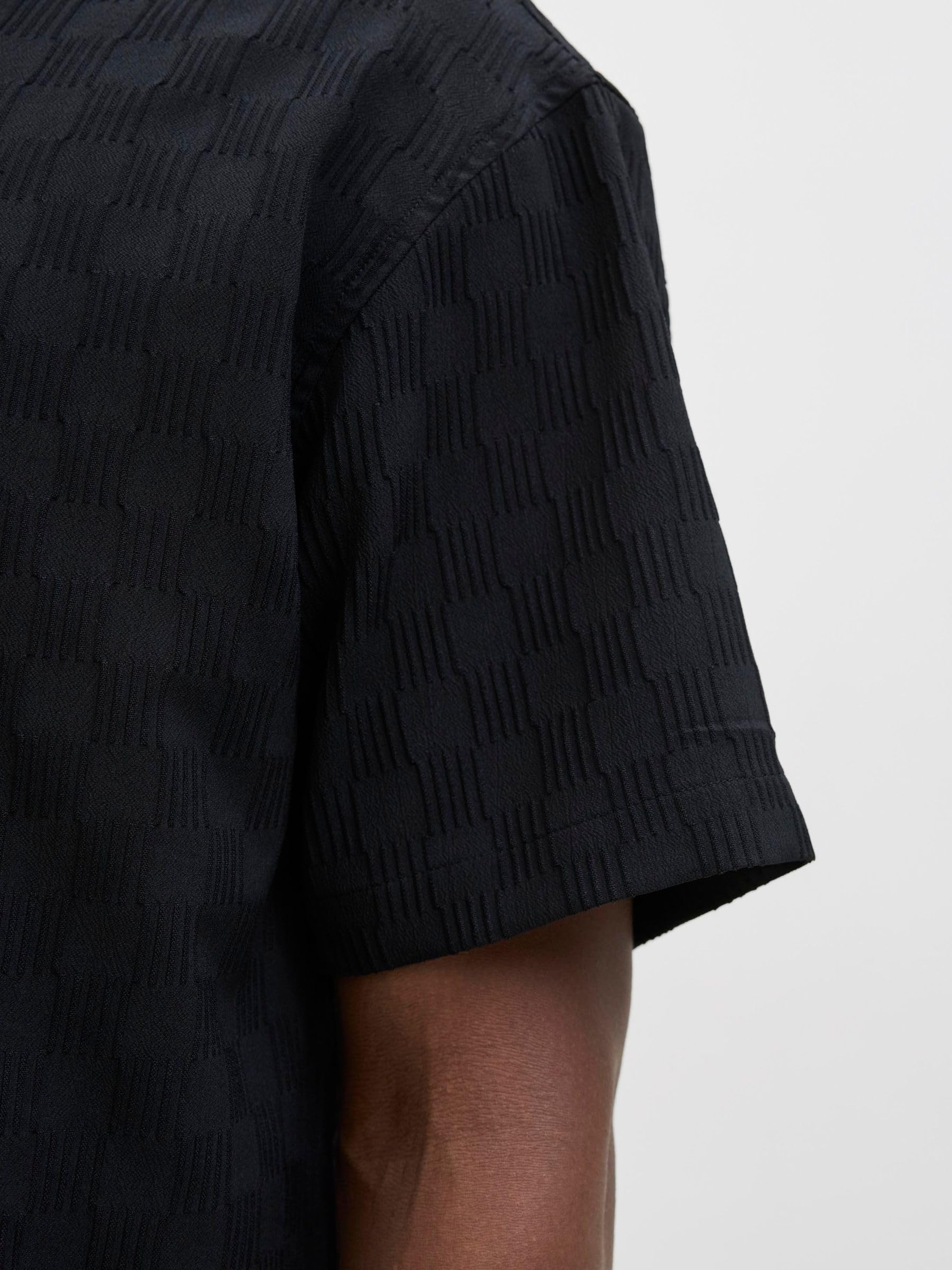 JACK & JONES Męska koszulka Jcosago Texture SS, czarny, L