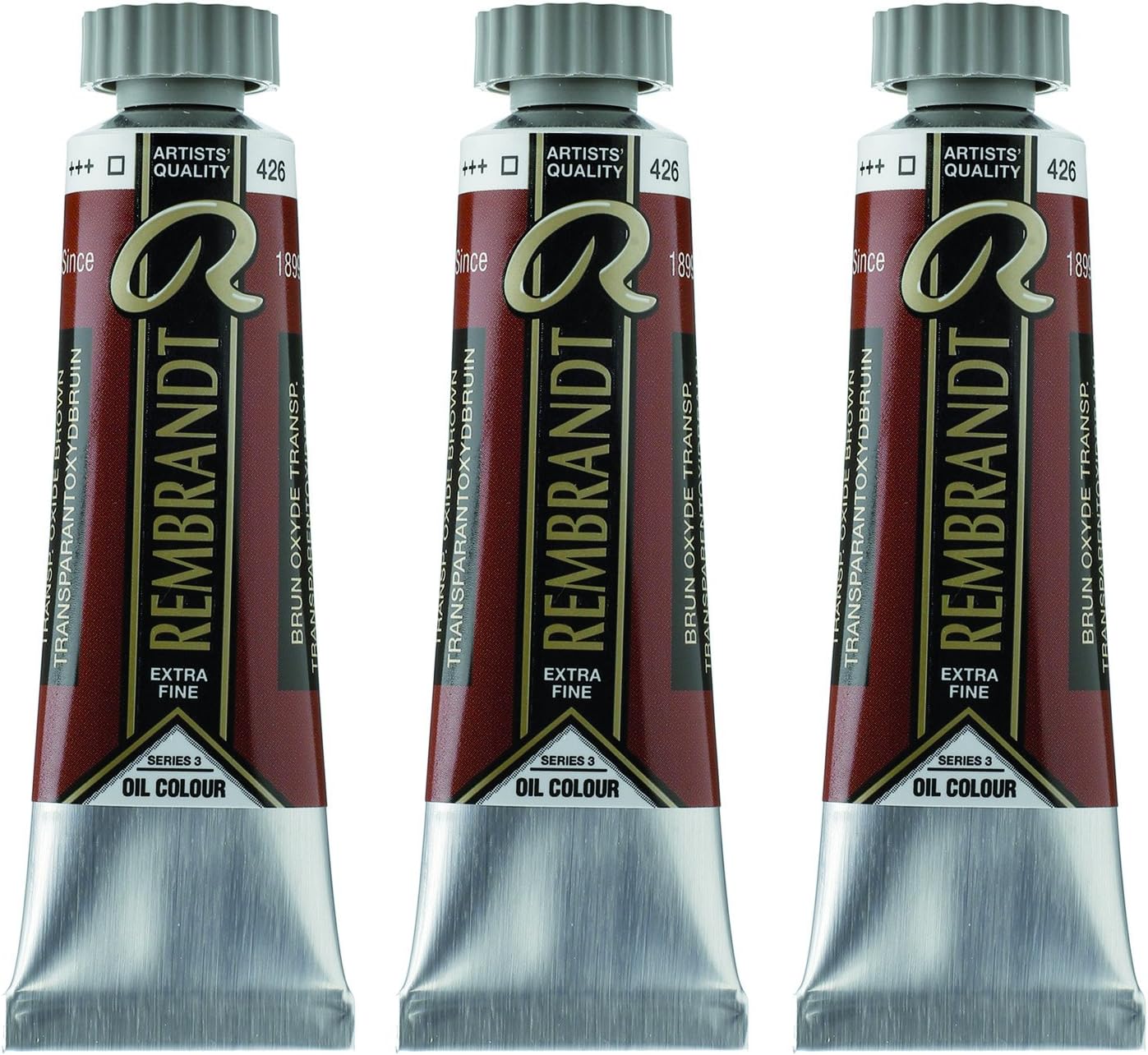 Tarens Oil Paint, Rembrandt, Set of 3, Transparent Oxide Brown, 0.5 fl oz (15 ml) (No.5)