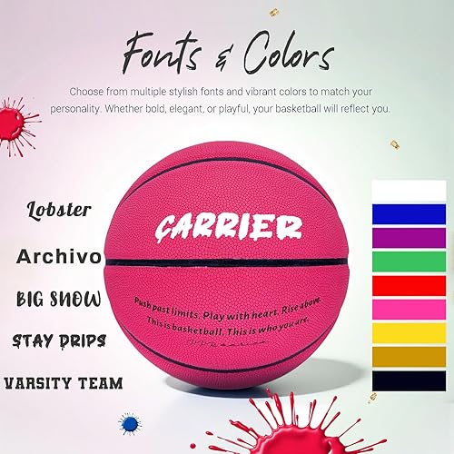 Miniatura 17 de Balón de baloncesto personalizado – Tamaño oficial 7/6 | Balón de baloncesto de cuero para interiores y exteriores con nombre | Ideas para regalos