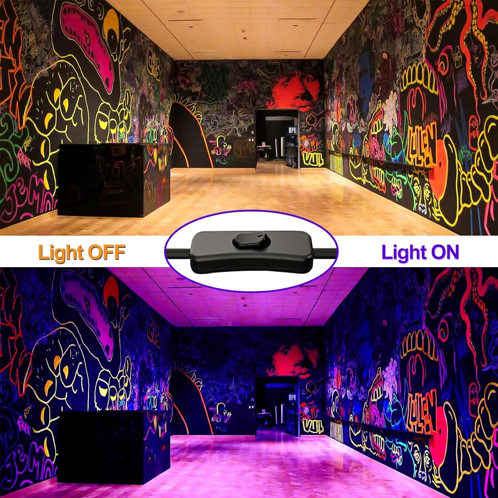 CREATESTAR Luz Negra Ultravioleta 2 Piezas, 100W Foco de luz negra LED, Luz UV impermeable IP65, luces negras para Bar Discoteca, fiesta luminosa, Pinta Corporal, iluminación de escenario, Halloween
