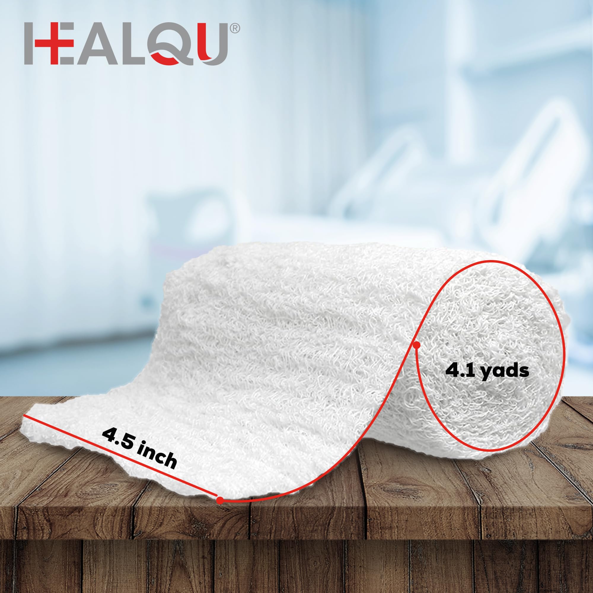 HEALQU Kerlix - Rollos de vendaje de gasa tipo - 4 ½ pulgadas x 4.1 yardas, 6 capas - 100 popotes estériles individuales - Absorción extra, sin látex, algodón de grado hospitalario - Cuidado de