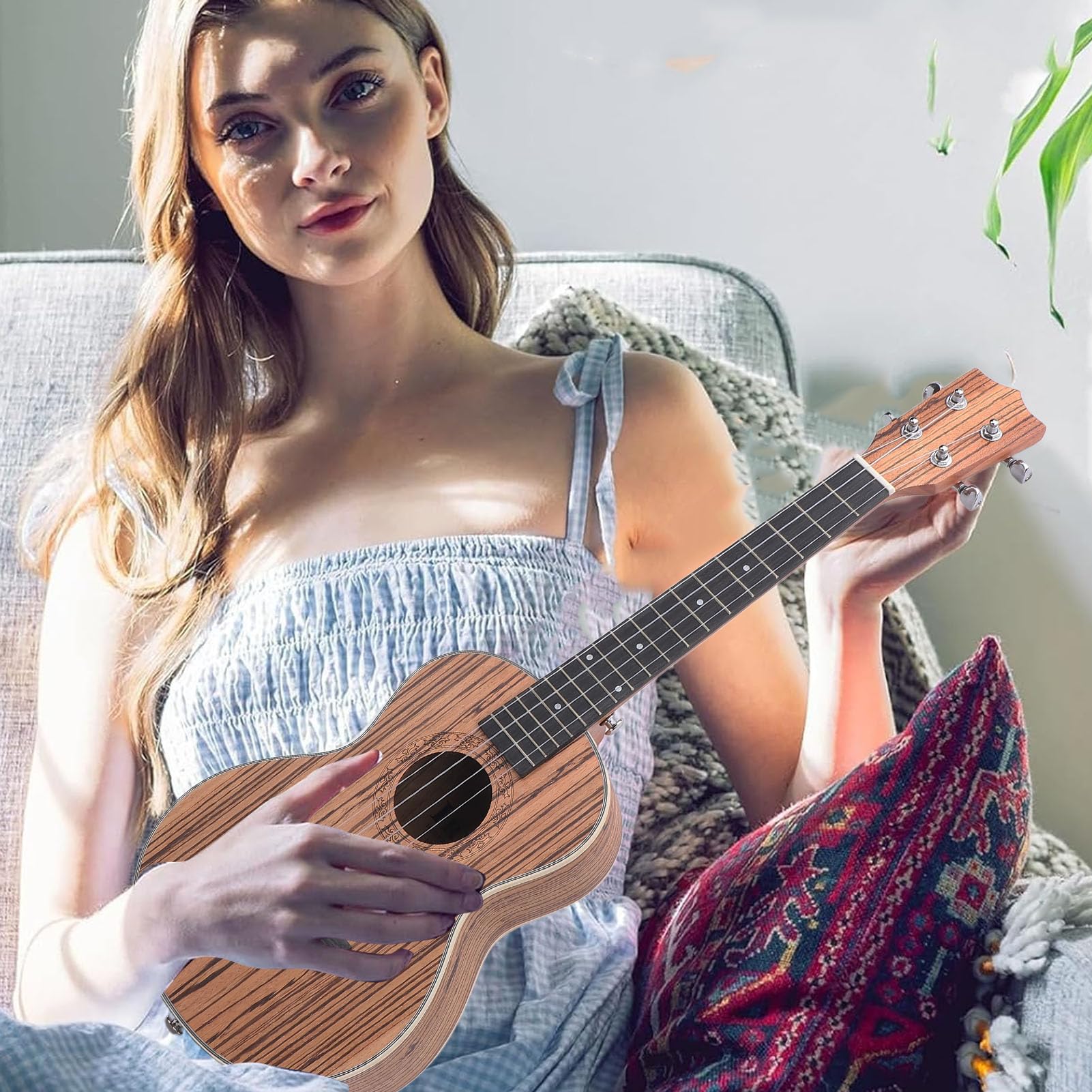 Ukulele Tenor de 26 Pulgadas, Ukulele de Madera Cebra con Rico Sonido y Bolsa, Correa, Sintonizador, 4 Cuerdas de Nylon Adicionales, 2 Selecciones para Todos los Jugadores de