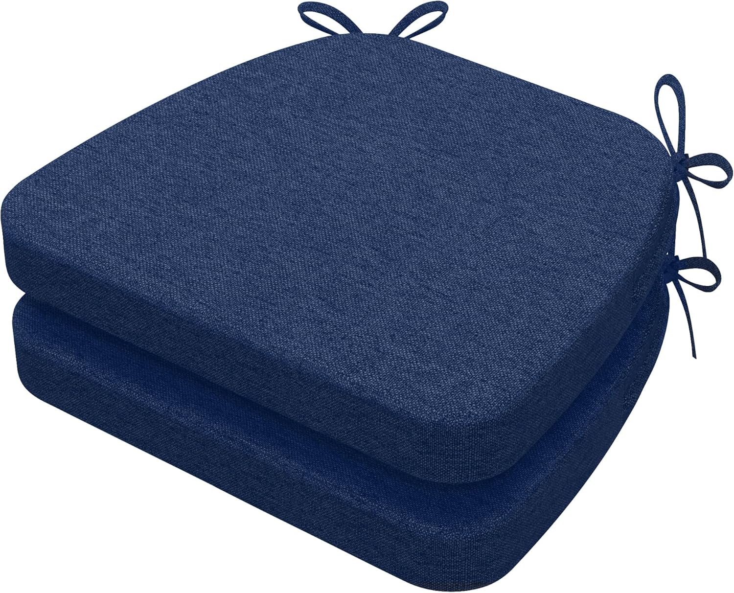 AAAAAcessories D-Shaped Chair Cushions, 2" Thick Dining Chair Pads with Ties and Removable, Machine-Washable Cover, 17" x 16", Set of 2, Blue Blue 2 Count(Pack of 1)