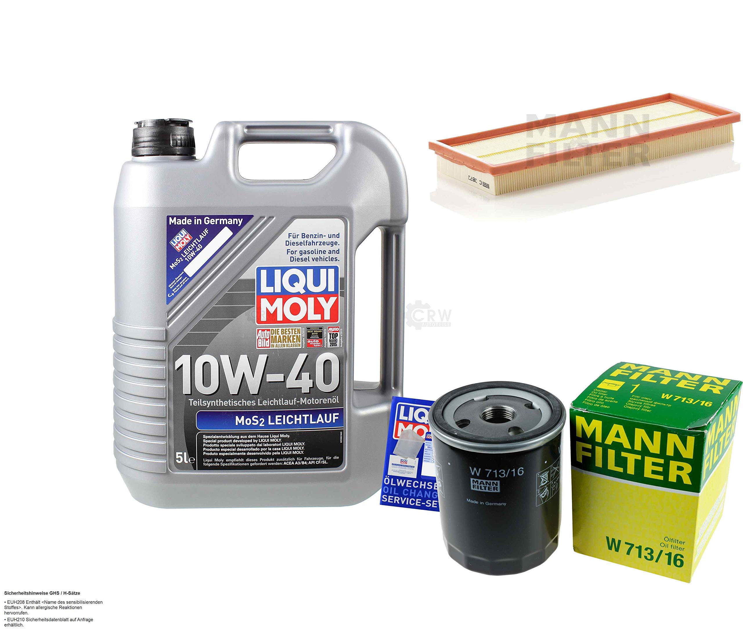 Juego de filtros de 5 litros de aceite de motor MoS2 de marcha suave, 10 W-40, filtro de aire, filtro de aceite