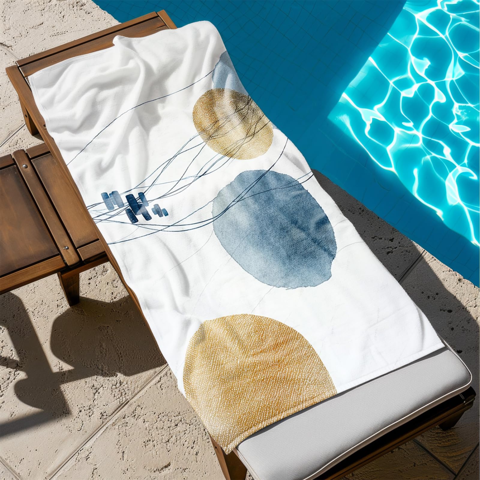 Générique Serviette Microfibre Plage Modèle Or Bleu