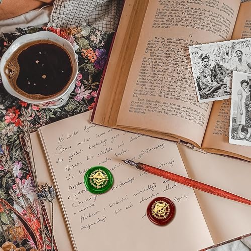 Miniatura 10 de Moon Cloud - Juego de sellos de cera de reloj vintage, 1 pulgada, cabeza de sello de latón extraíble con mango de madera para tarjetas de