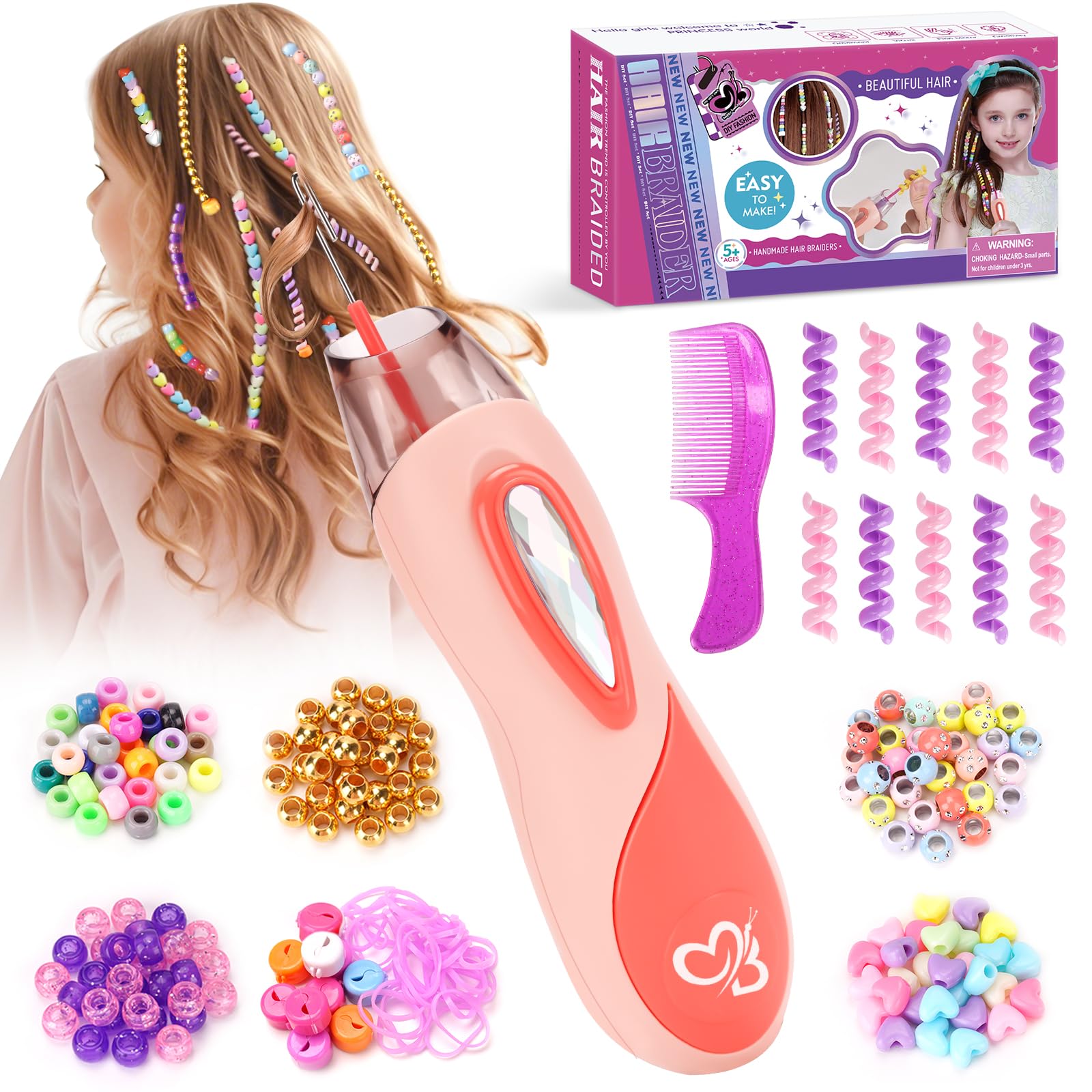 5 6 7 8 9 10 Year Old Girls Gifts: Hair Accessories Beads Kit Birthday Gift