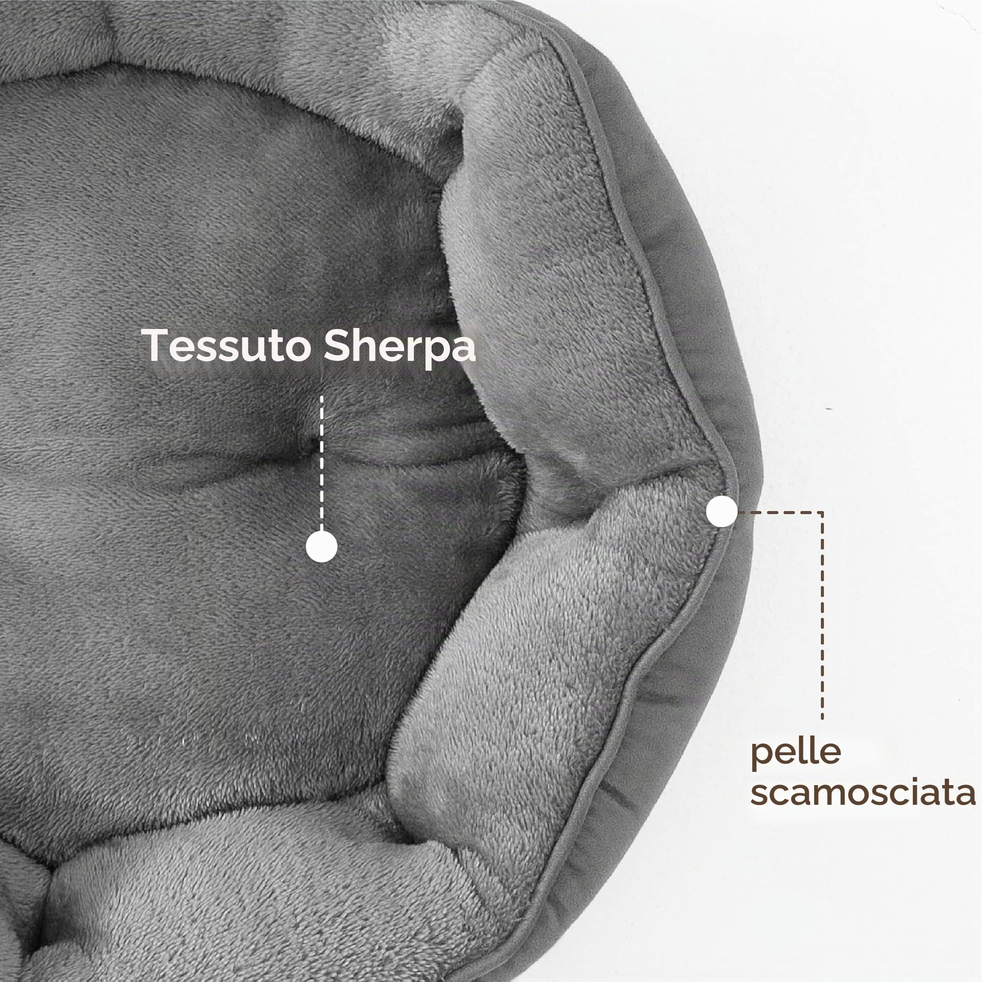 Bedsure Letto per Cani Piccoli Lavabile - Letti Grandi per Gatti da Interno e Cuccioli, Letto Rotondo per Cani di Media Taglia con Fondo Antiscivolo, grigio, 51 x 48 x 15cm