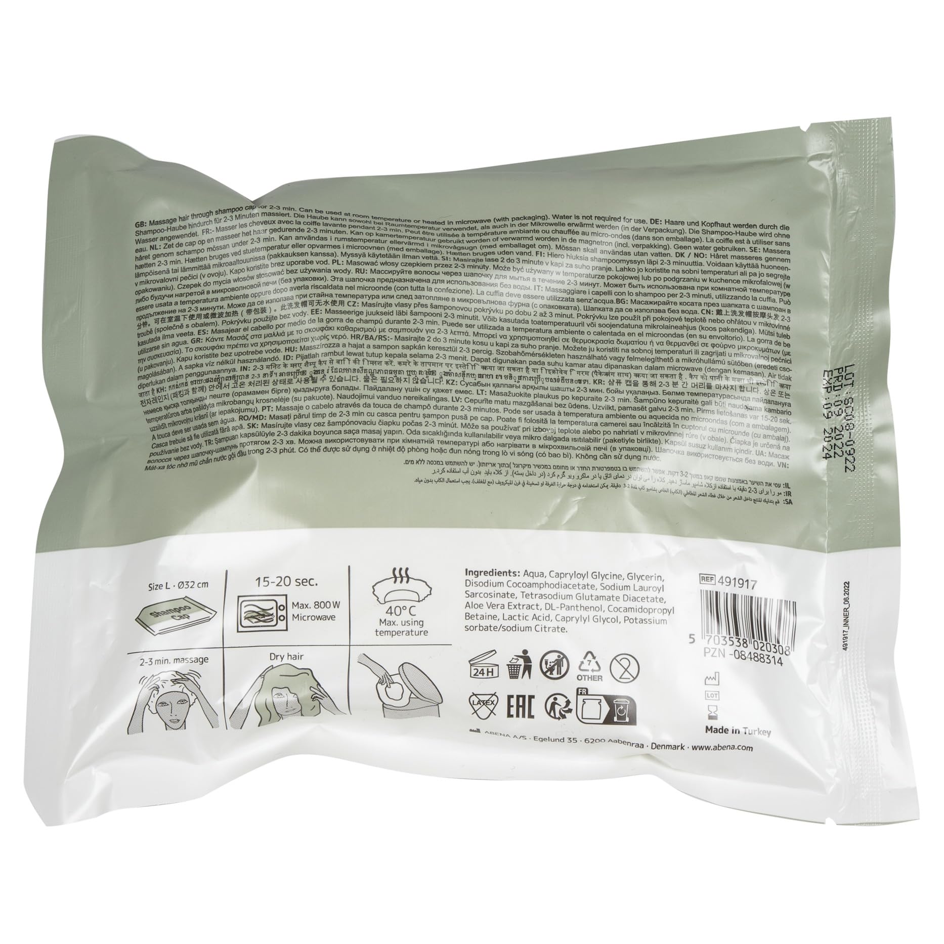 ABENA Shampoo Haube 30er Pack – Duschhaube mit Conditioner, sanfte Waschhaube ohne Wasser, praktische Haarwaschhauben für Bettlägerige, Shampoo Cap für empfindliche Kopfhaut, als Duschhaube Damen