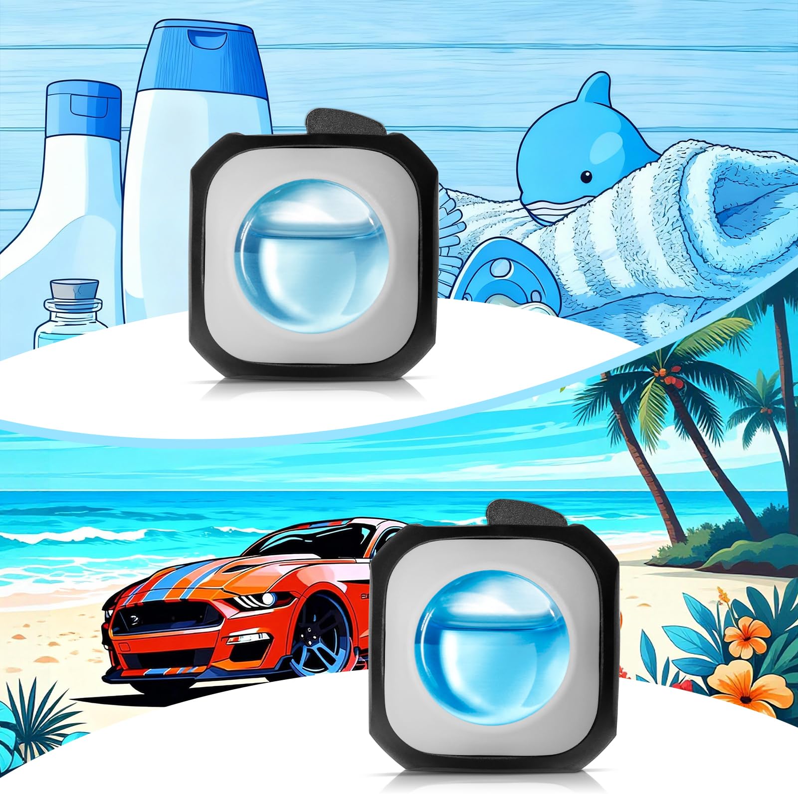 Car Ambientador Coche, Aroma para Coches Nuevos y Talco para Bebés Clips para Ambientadores de Coche, Elimina y Previene los Malos Olores de tu Coche, Pack 12 Unidades 4 ml