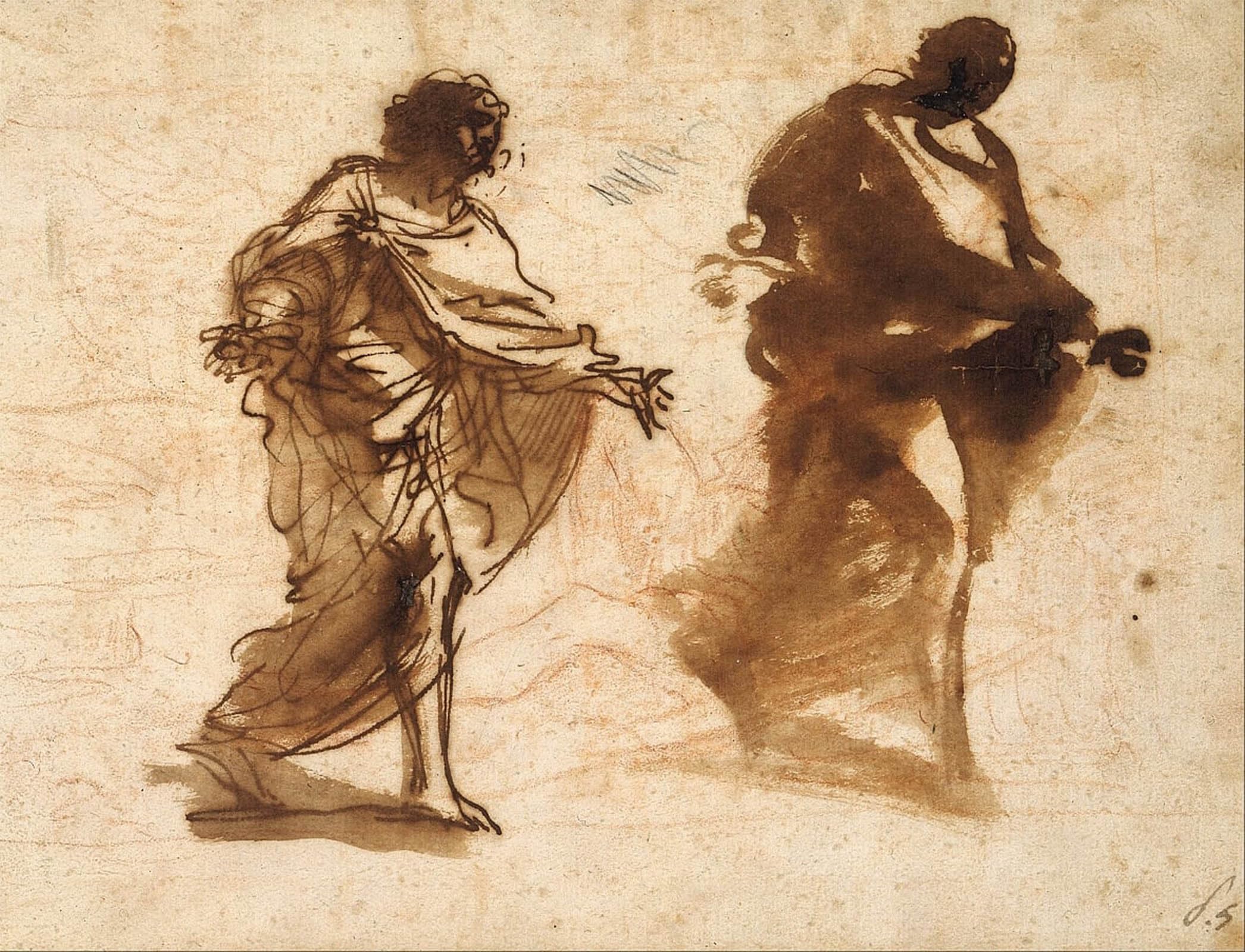 ARTXLXXBN Famous Prints Artwork Pictures Poster Painting Art Two Studies for the Figure of by Pier Francesco Mola Artwork Landscape Pictures for Home Decor 60x90cm