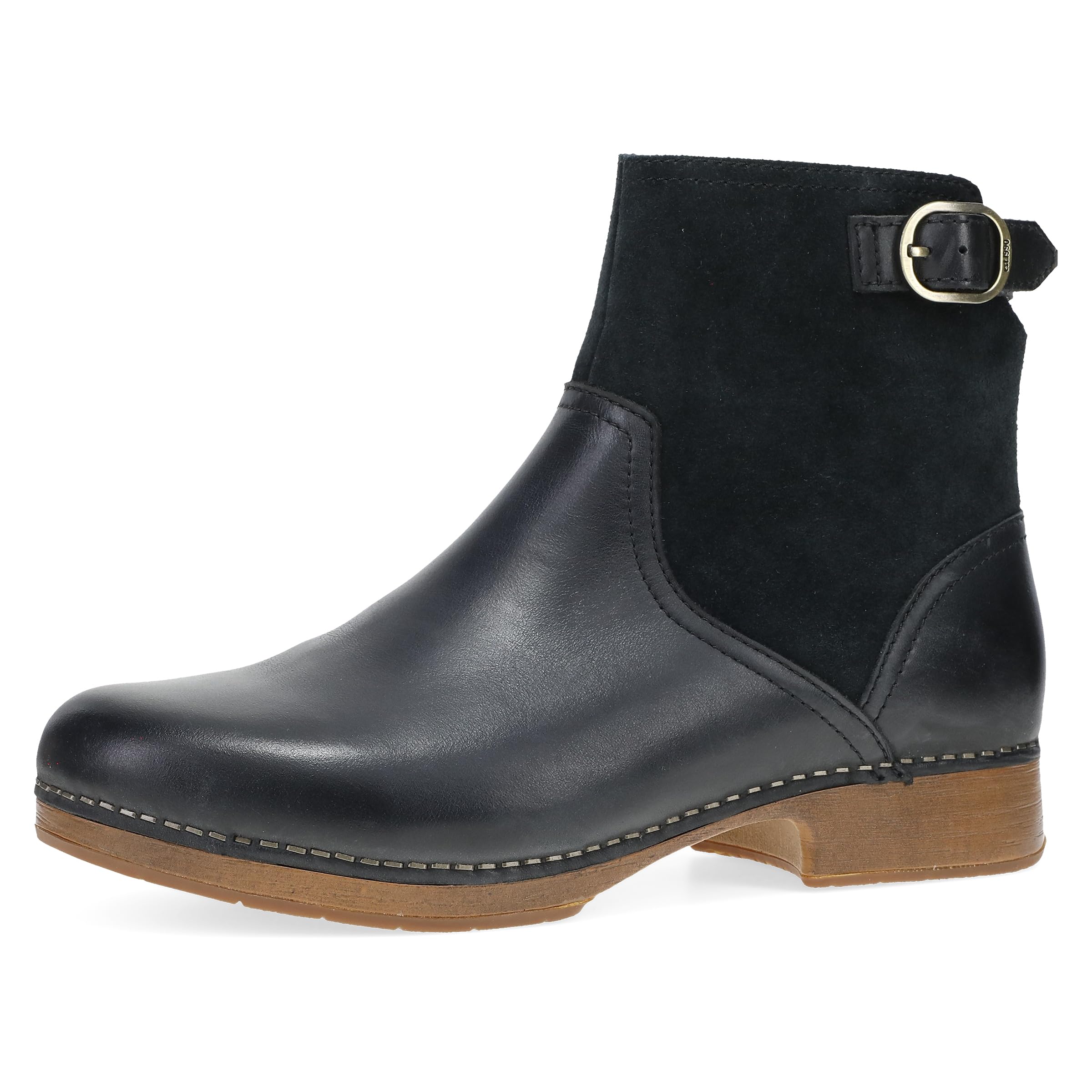 Dansko Monique Women's Equestrian-Inspired Ankle Bootie -Leather & Suede Low-Heel Boot with Classic Hardware and All-Day Comfort & Support