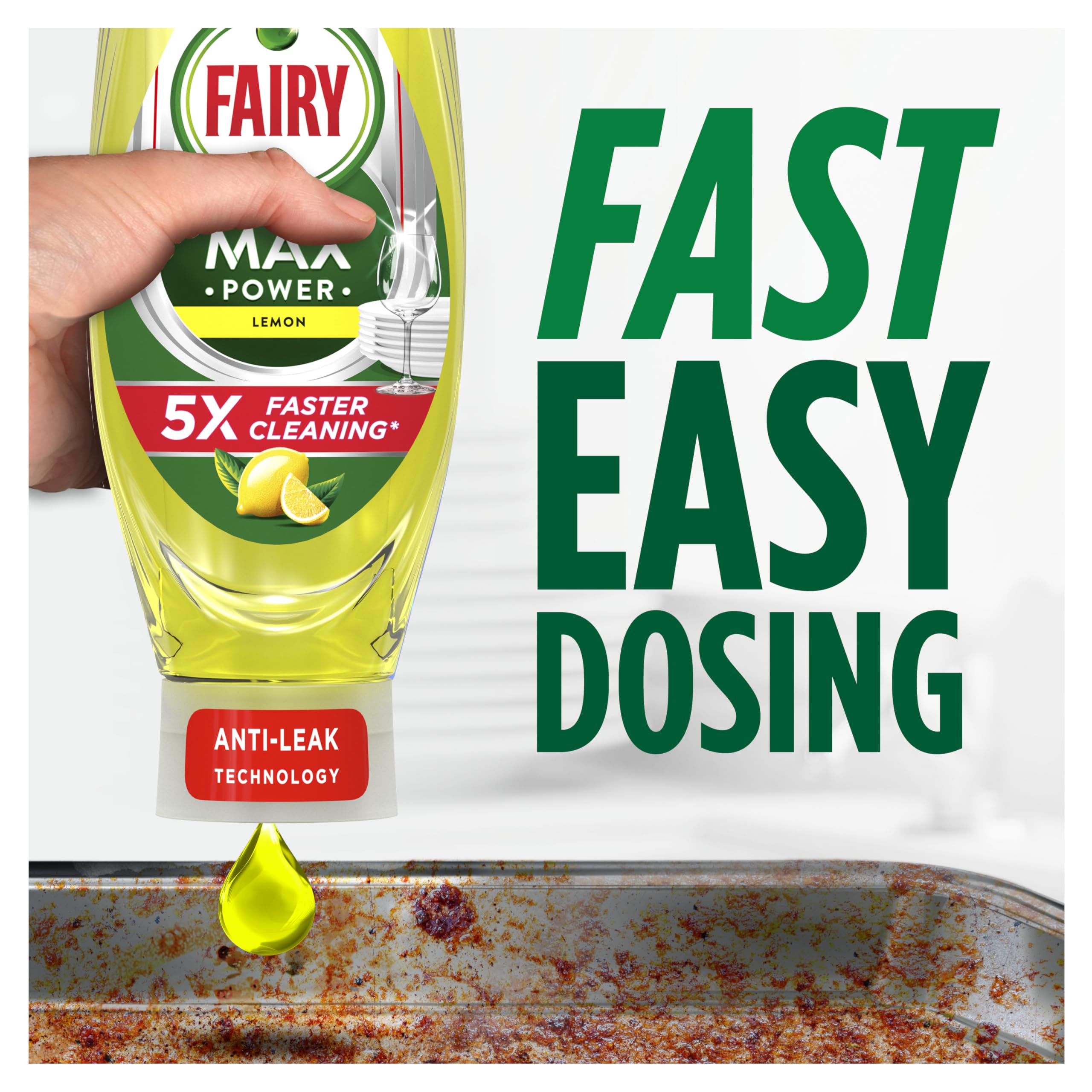 Fairy MaxPower - Líquido de lavado de limón, 8 x 545 ml, limpieza fácil y sin esfuerzo, incluso en tus ollas y sartenes más grasas