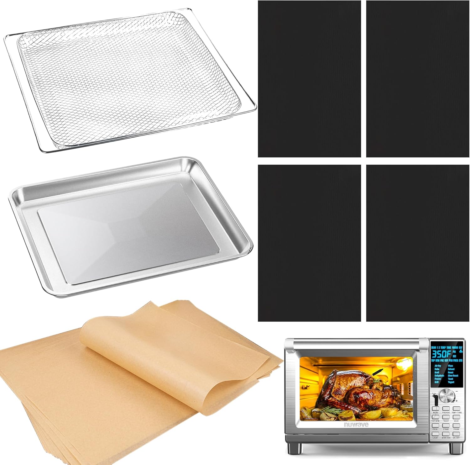 Air Fryer Accessories Compatible with Nuwave Bravo Air Fryer Toaster, Baking Set with Air Fryer Basket Baking Pan Parchment Paper Disposable Airfryer Liner Air Fryer Accessories Compatible with Nuwave Bravo Air Fryer Toaster, Baking Set with Air Fryer Basket Baking Pan Parchment Paper Disposable Airfryer Liner