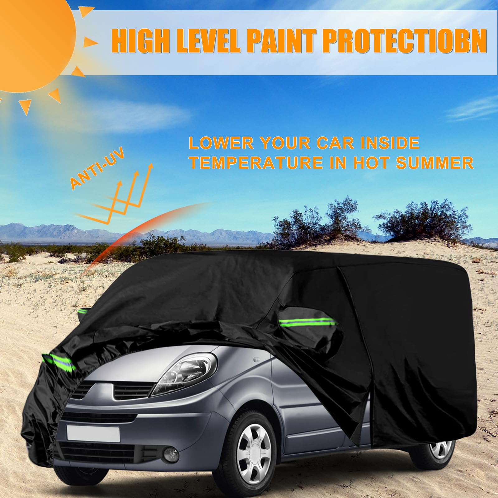 Cubierta Completa del Coche para Renault Traffic 2010-2023, SWB Fundas para Coche Exterior con Cremallera en la Puerta, Cierre y Bandas a Prueba de Viento para Protección Polvo Sol Nieve