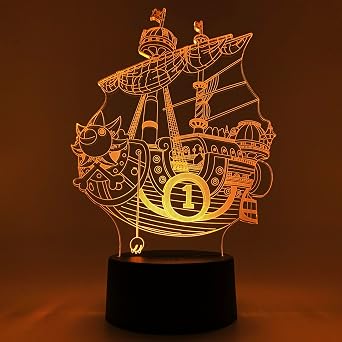 Otaku Lamps Thousand Sunny One Piece Anime Lamp Figure Night Light, 16 Color RGB LED 3D Anime Room Decor Gift for Otaku