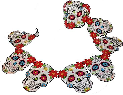 Miniatura 2 de Banner de calavera de azúcar de Halloween de 5 pies, guirnalda de fiesta del Día de los Muertos, guirnalda divertida (novio)