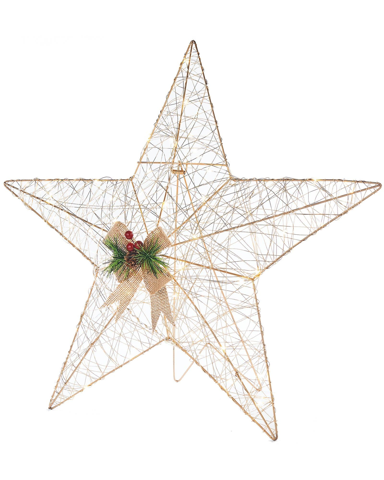 WeRChristmas Pre-Lit 2D Gold Star Decoration, WRC-10062
