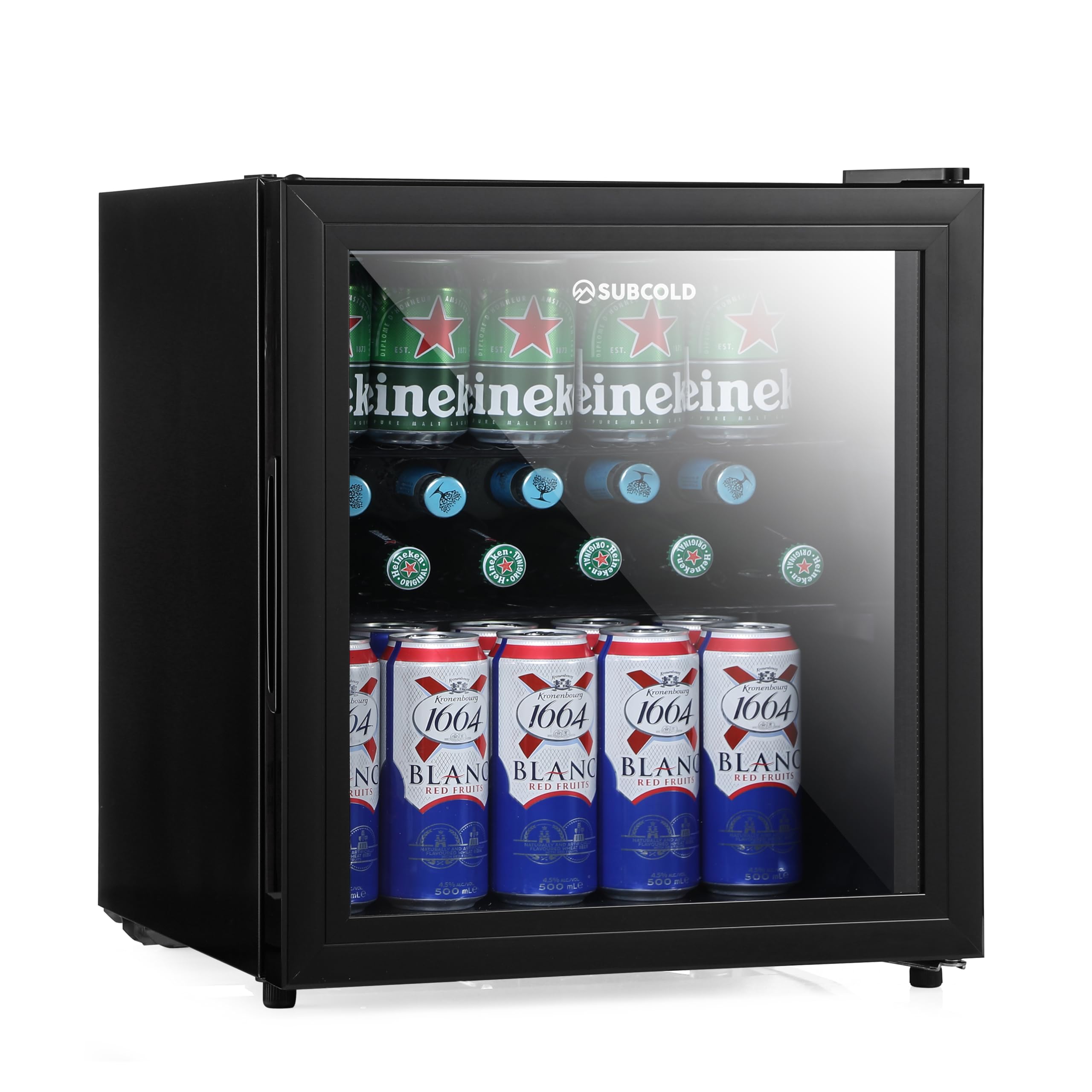 Subcold Cave50-G - Frigorífico para bebidas (44 latas, 3-15 °C, puerta de
