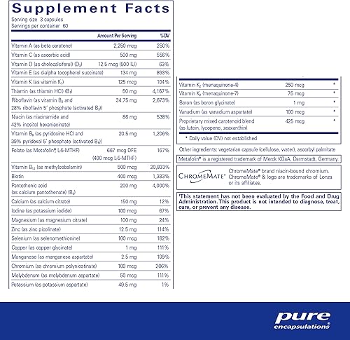 Miniatura 2 de Pure Encapsulations Nutrient 950 con vitamina K  Suplemento multivitamínico para apoyar la salud ósea y arterial  180 cápsulas