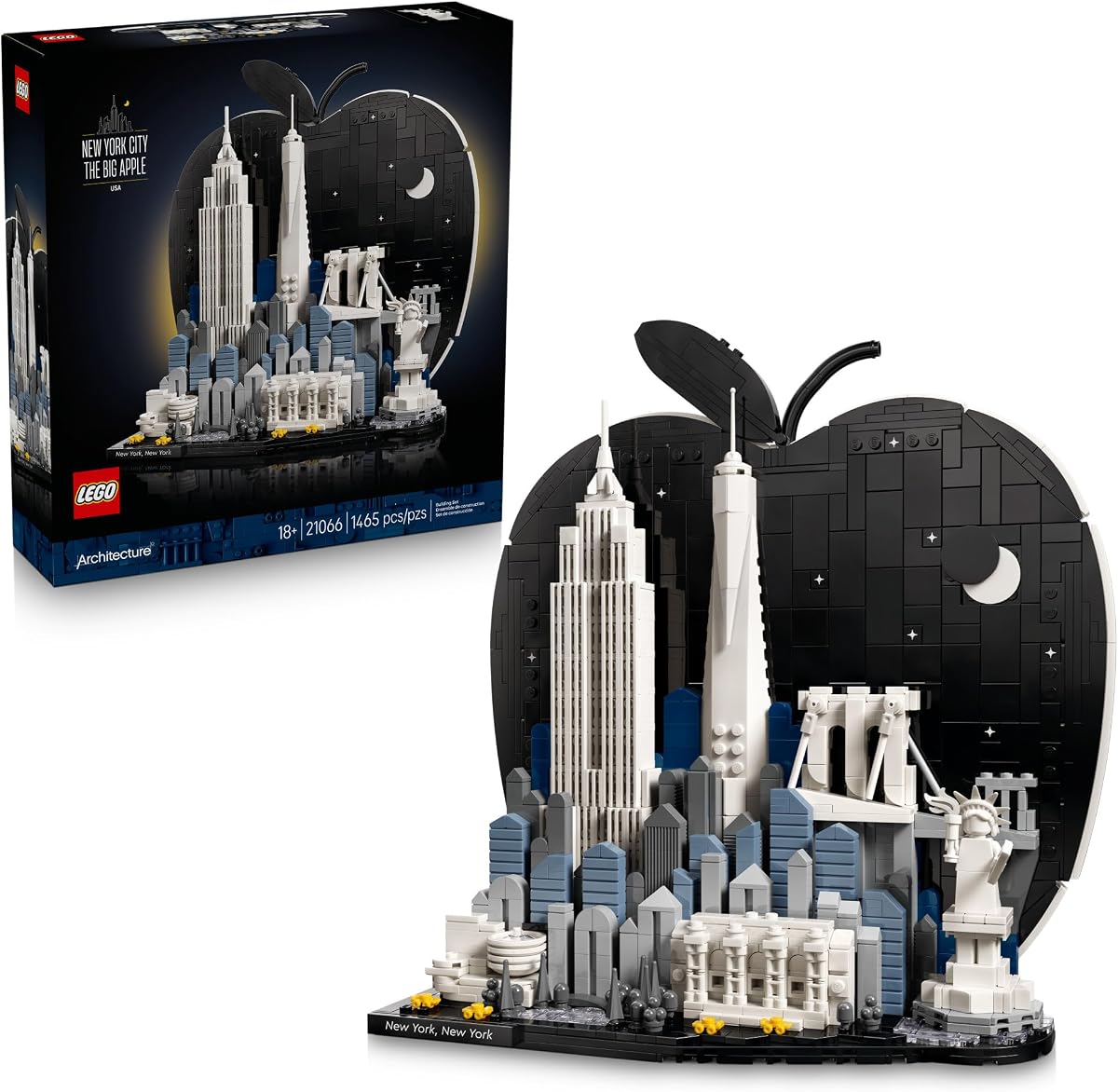 Architecture New York City – Juego de construcción The Big Apple para adultos, mayores de 18 años - Decoración para dormitorio, oficina o escritorio - Regalo para hombres y mujeres - 21066